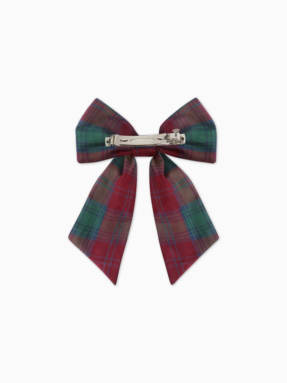 Red Tartan Girl Large Long Bow Clip