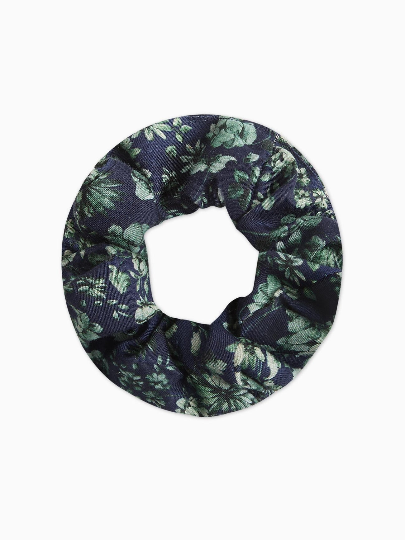 Navy & Green Floral Girl Scrunchie