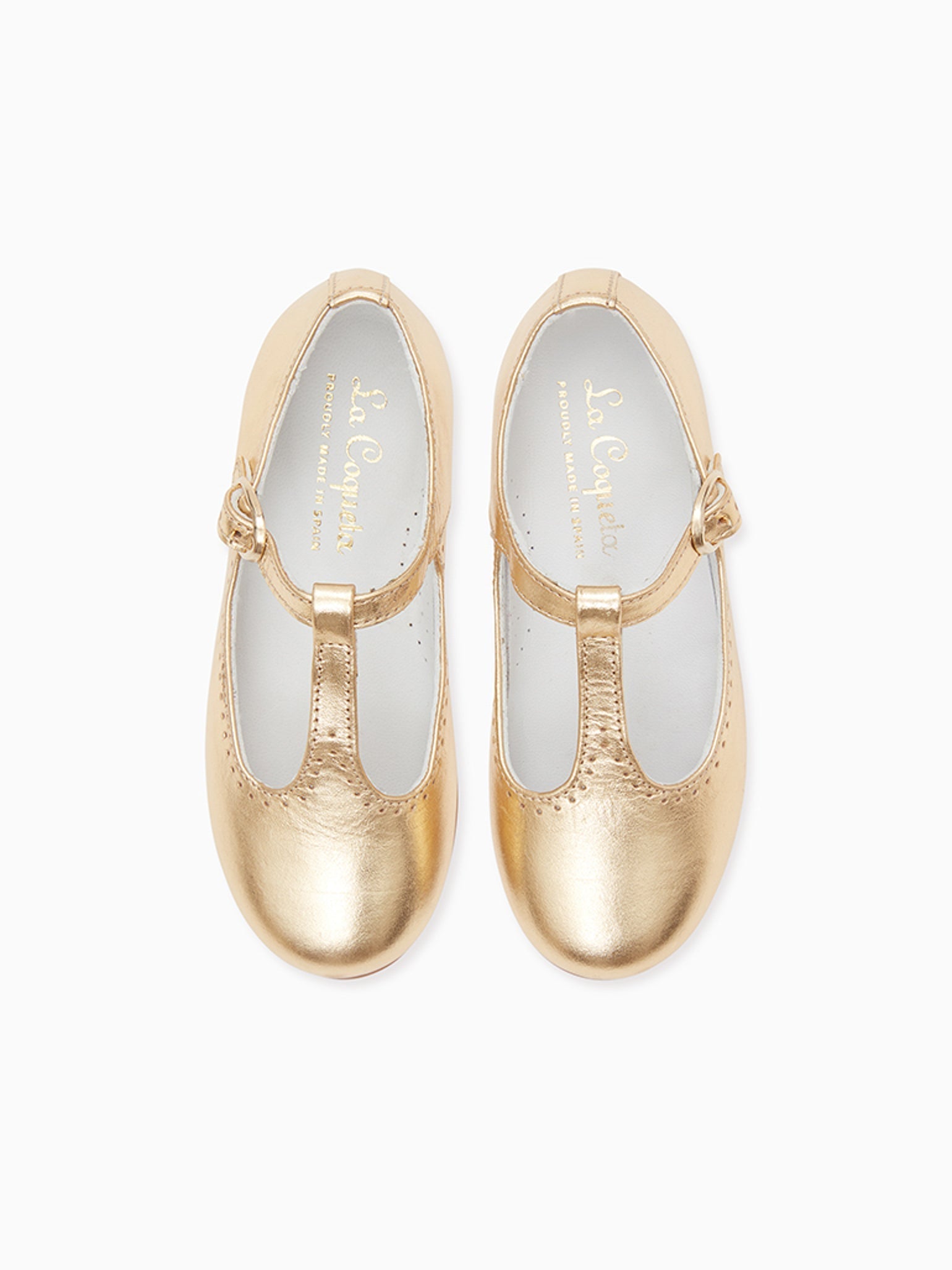 Gold Leather Girl T-Bar Shoes | Elegant Gold Dress Shoes for Girls US La Coqueta Kids Gold Leather Girl T-Bar Shoes | Elegant Gold Dress Shoes for Girls US La Coqueta Kids
