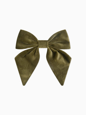 Olive Girl Velvet Large Bow Clip