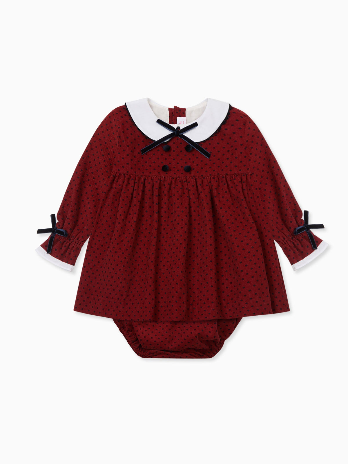 Burgundy Polka Dot Granada Corduroy Baby Girl Set