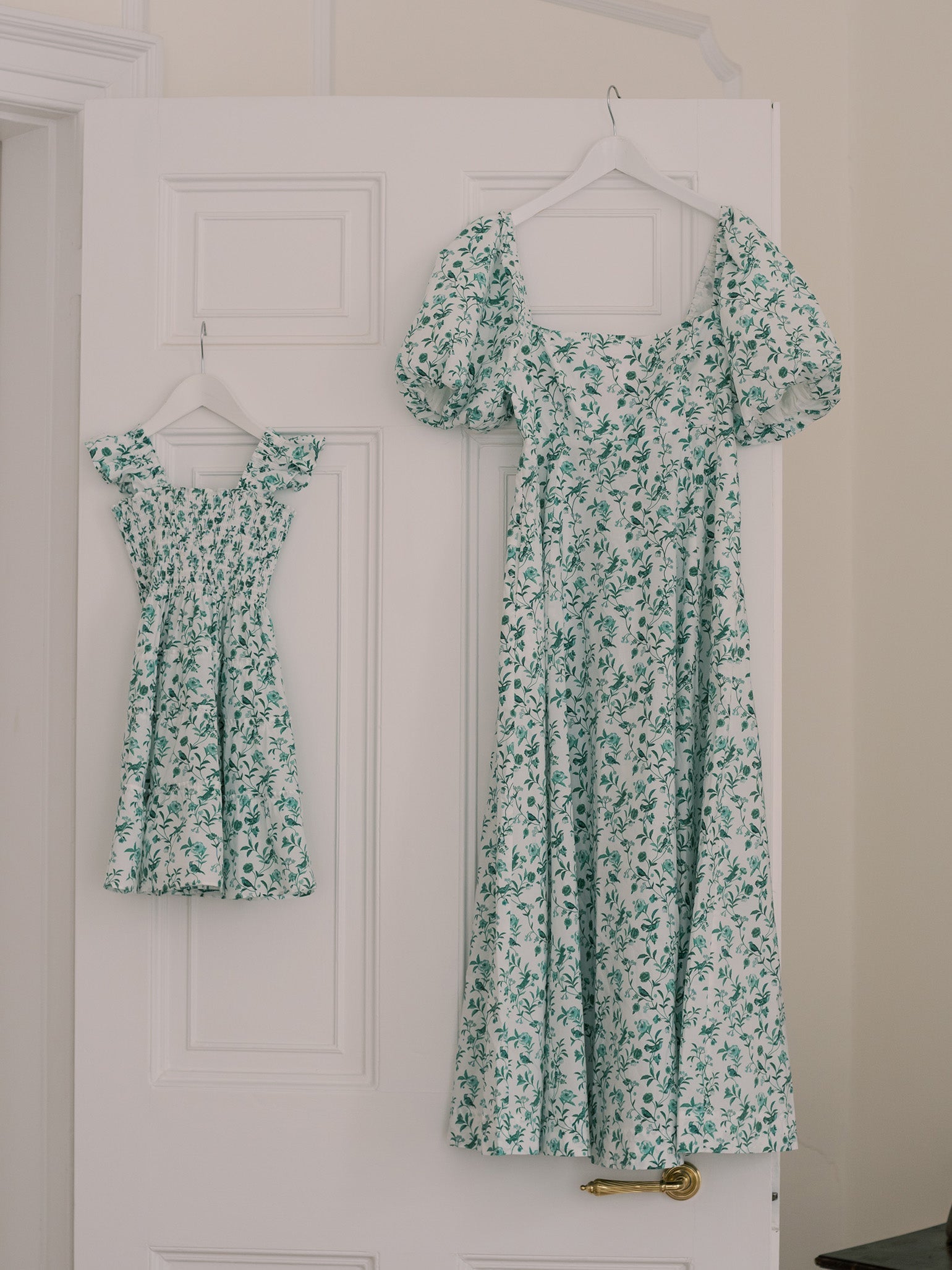 Hill House Home X La Coqueta Green Bird Floral Matilda Dress