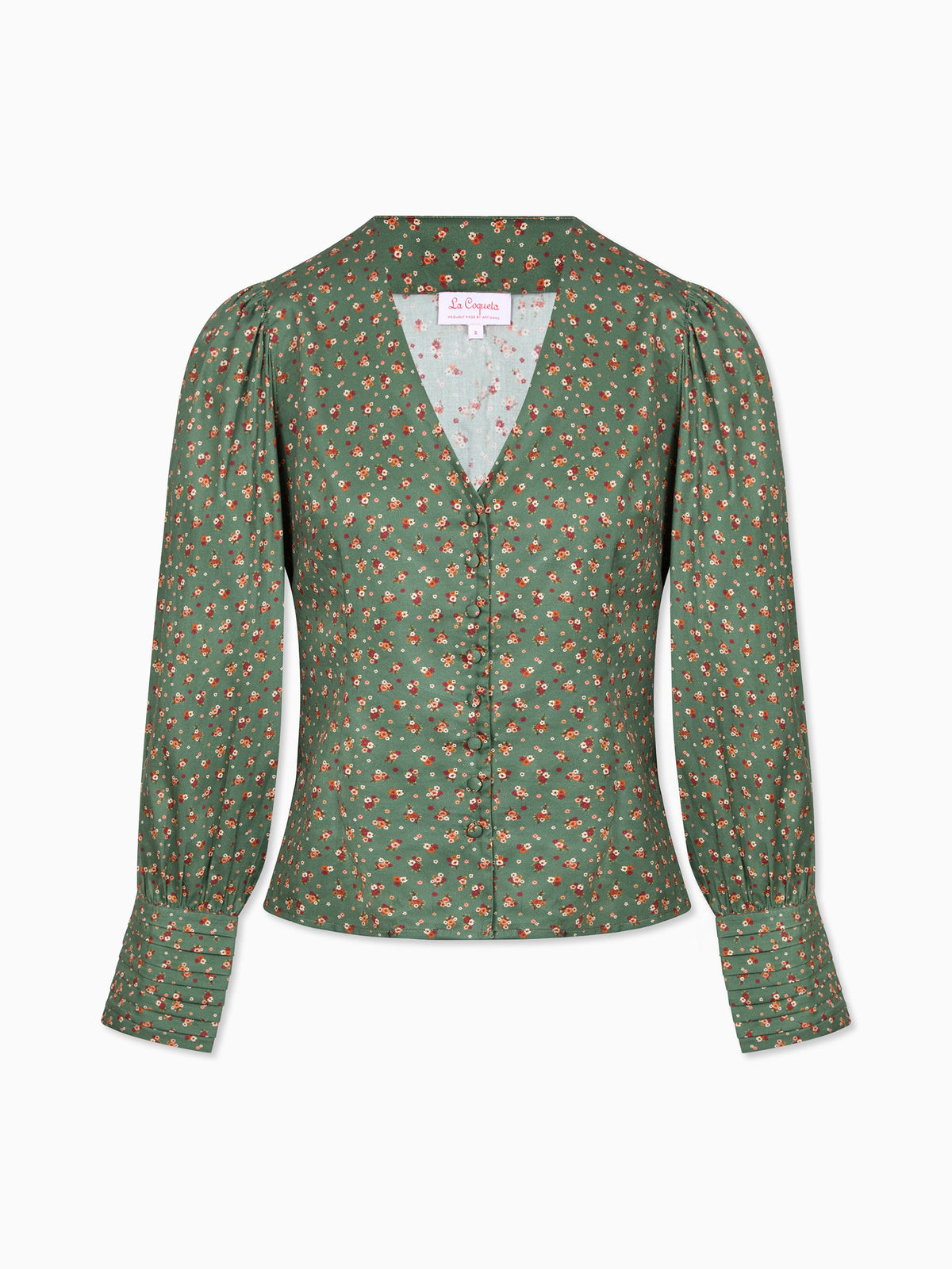 Green Floral Oceanne Womens Long Sleeve Shirt