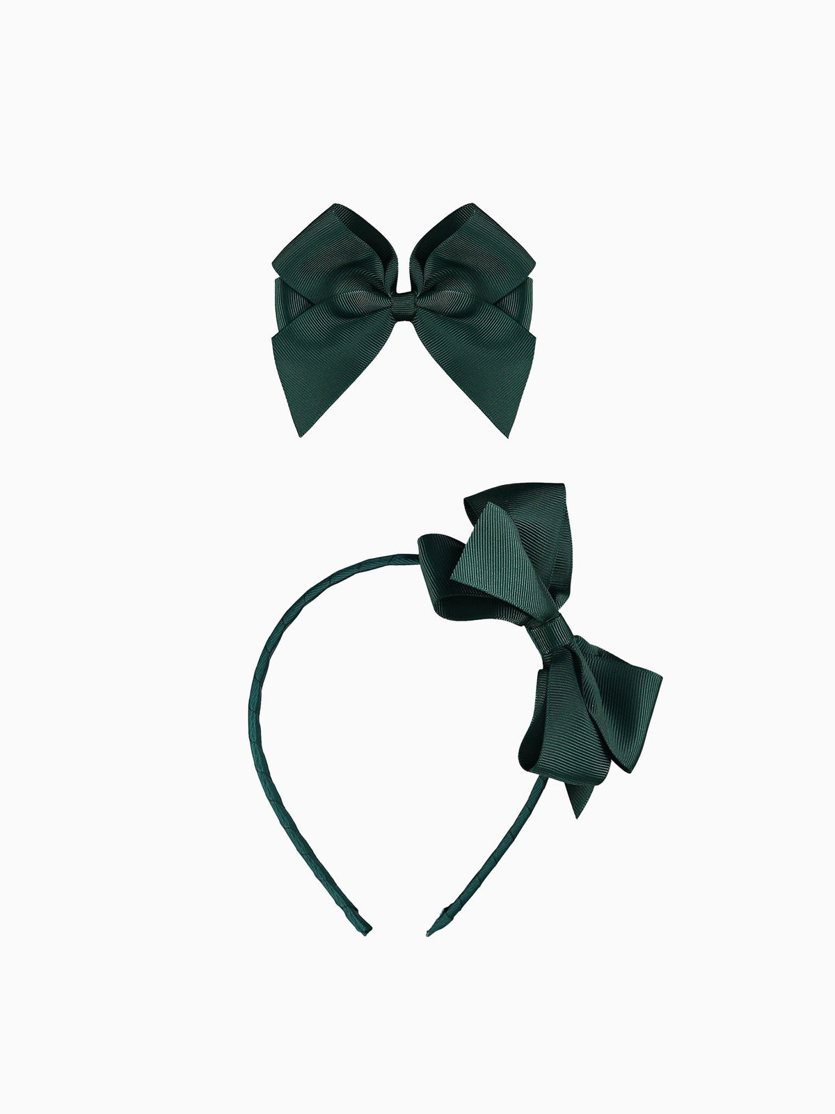 Dark Green Big Bow Hair Accessories Bundle