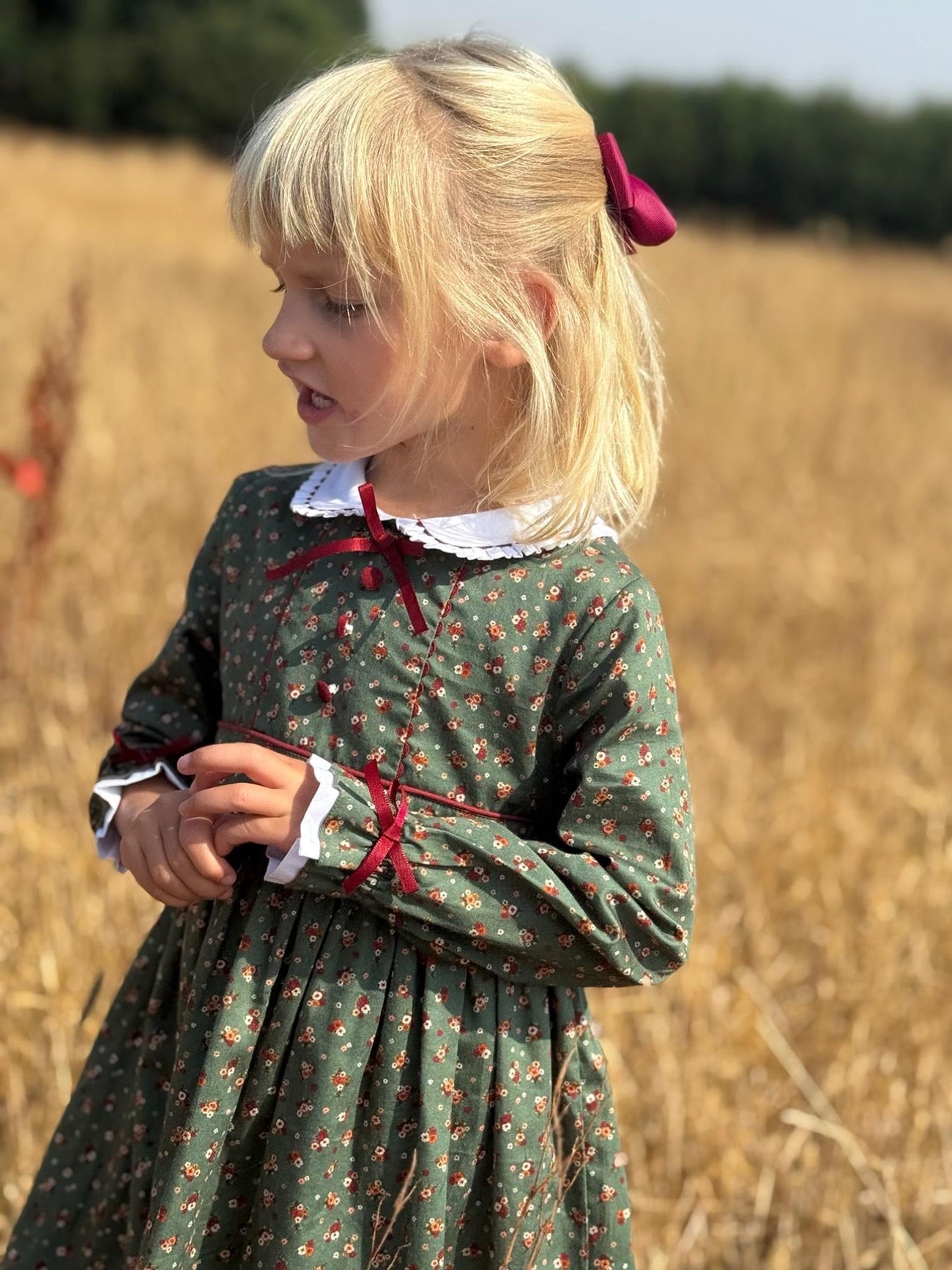 Green Floral Lilly Girl Dress