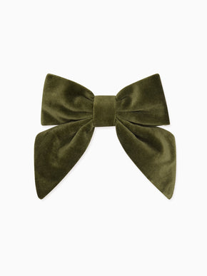 Green Velvet Girl Large Bow Clip