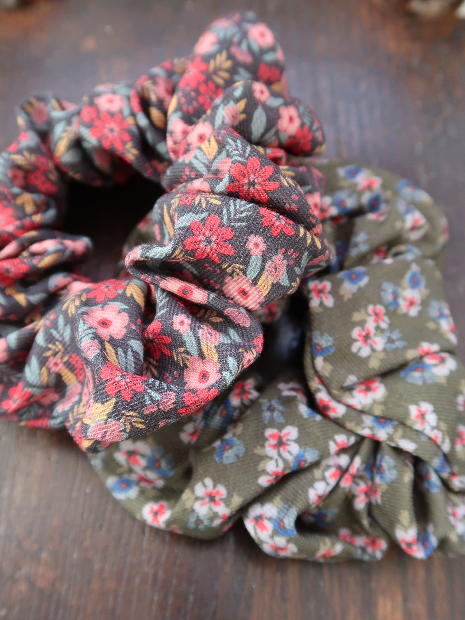 Navy Floral Girl Scrunchie