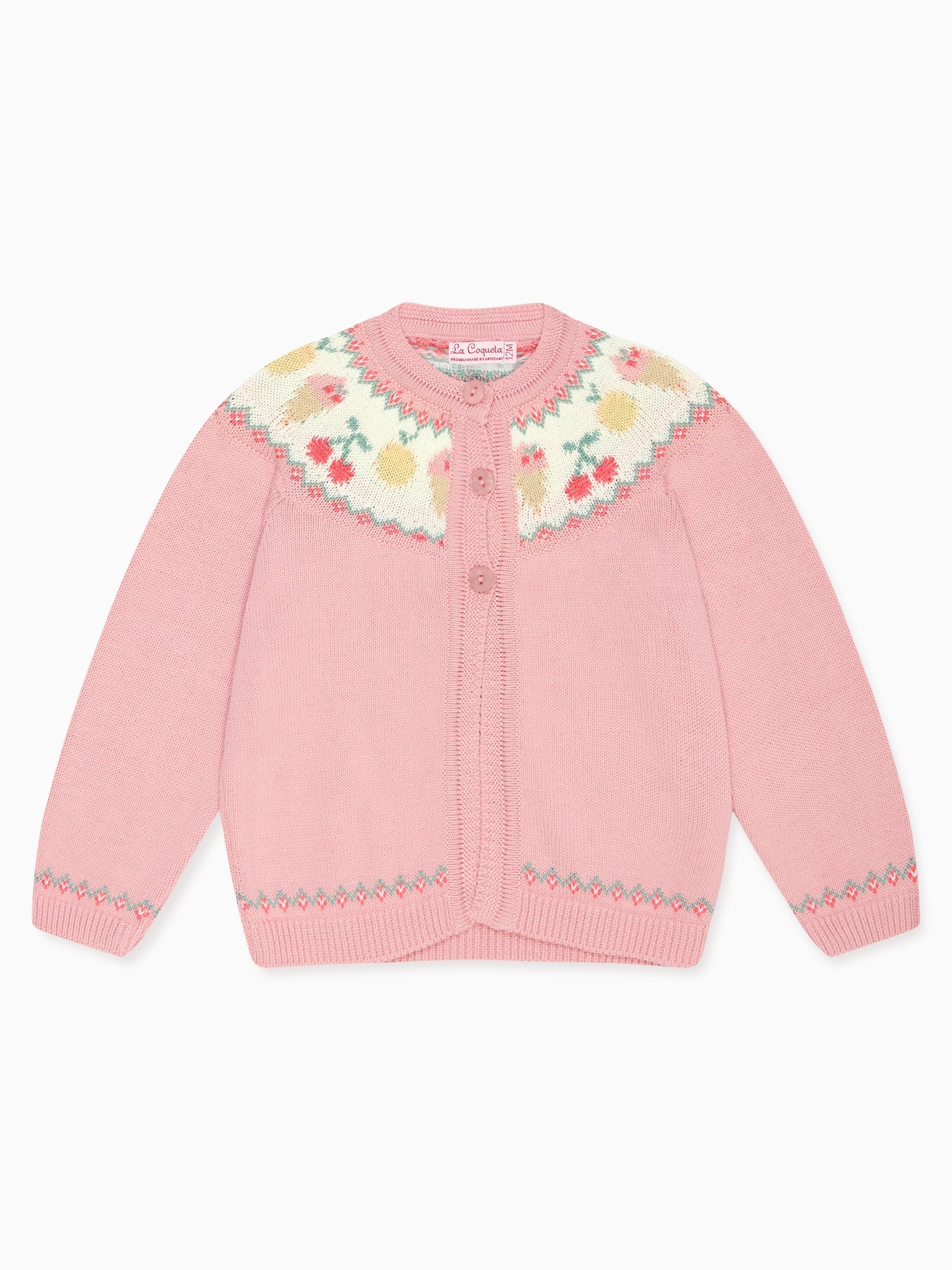 Dusty Pink Helado Cotton Baby Girl Cardigan