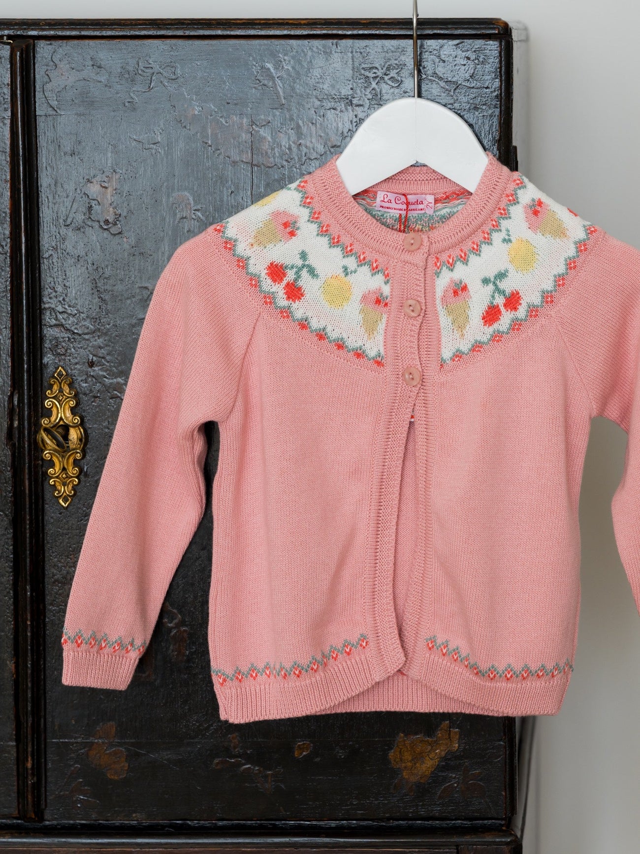 Dusty Pink Helado Cotton Baby Girl Cardigan