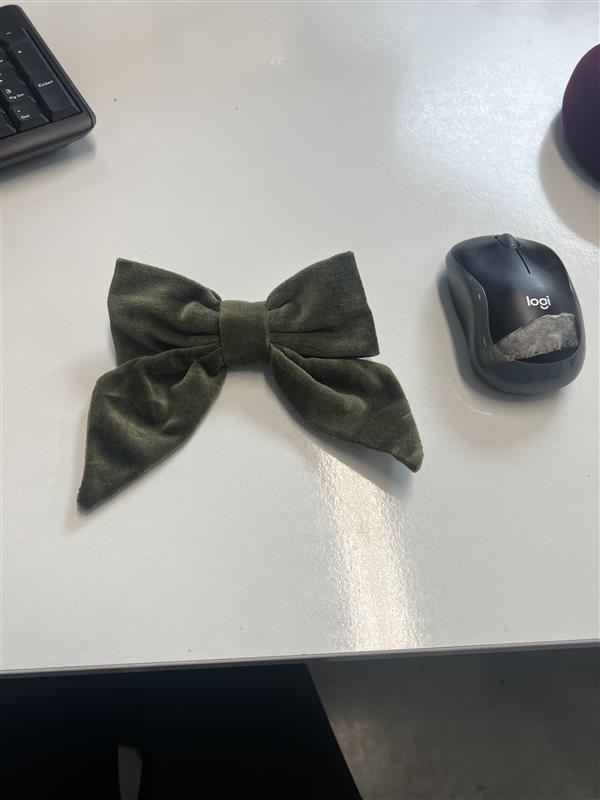 Green Velvet Girl Large Bow Clip