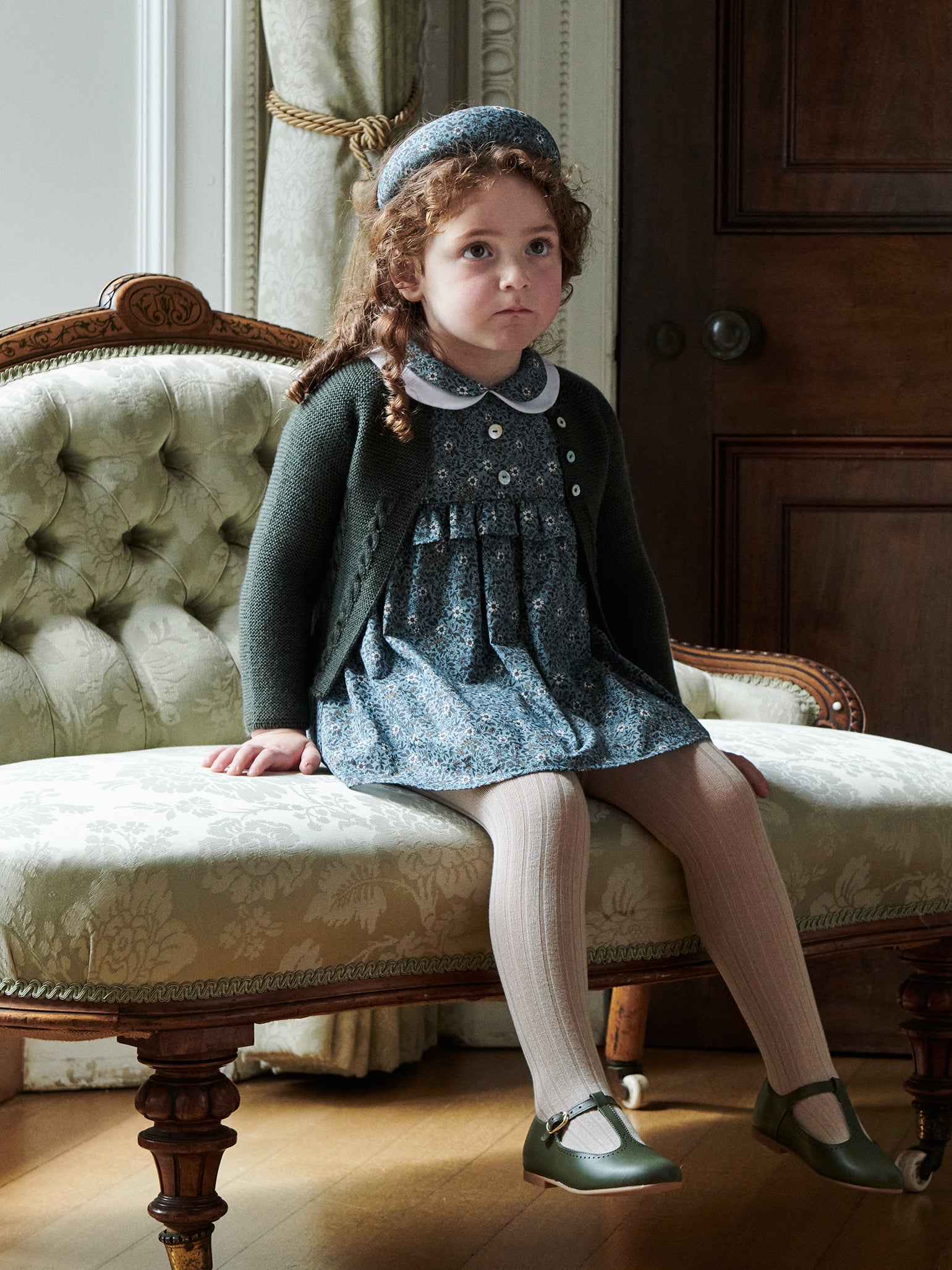 Olive Green Mela Merino Baby Cardigan