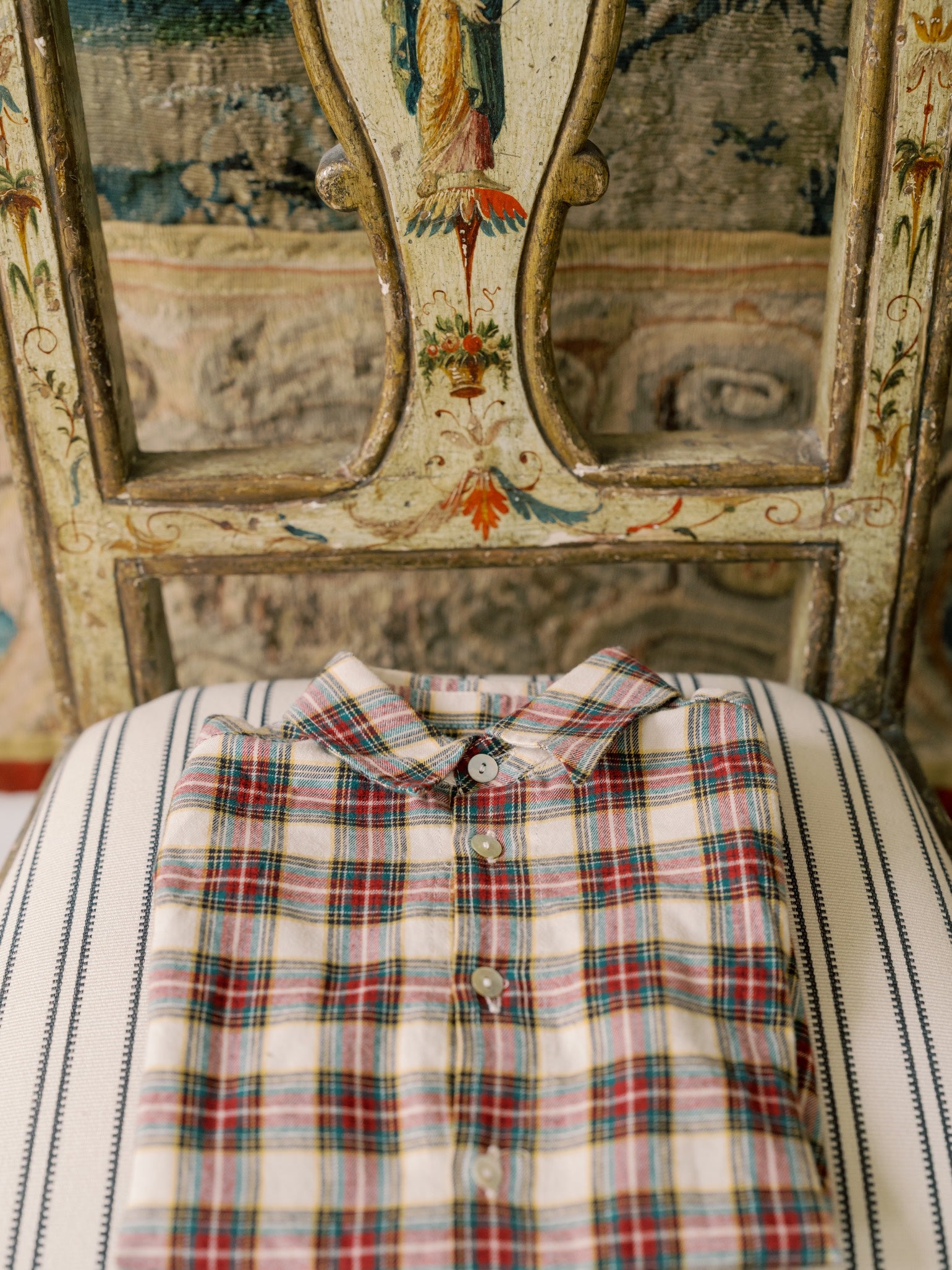 Ivory Tartan Nico Long Sleeve Boy Shirt