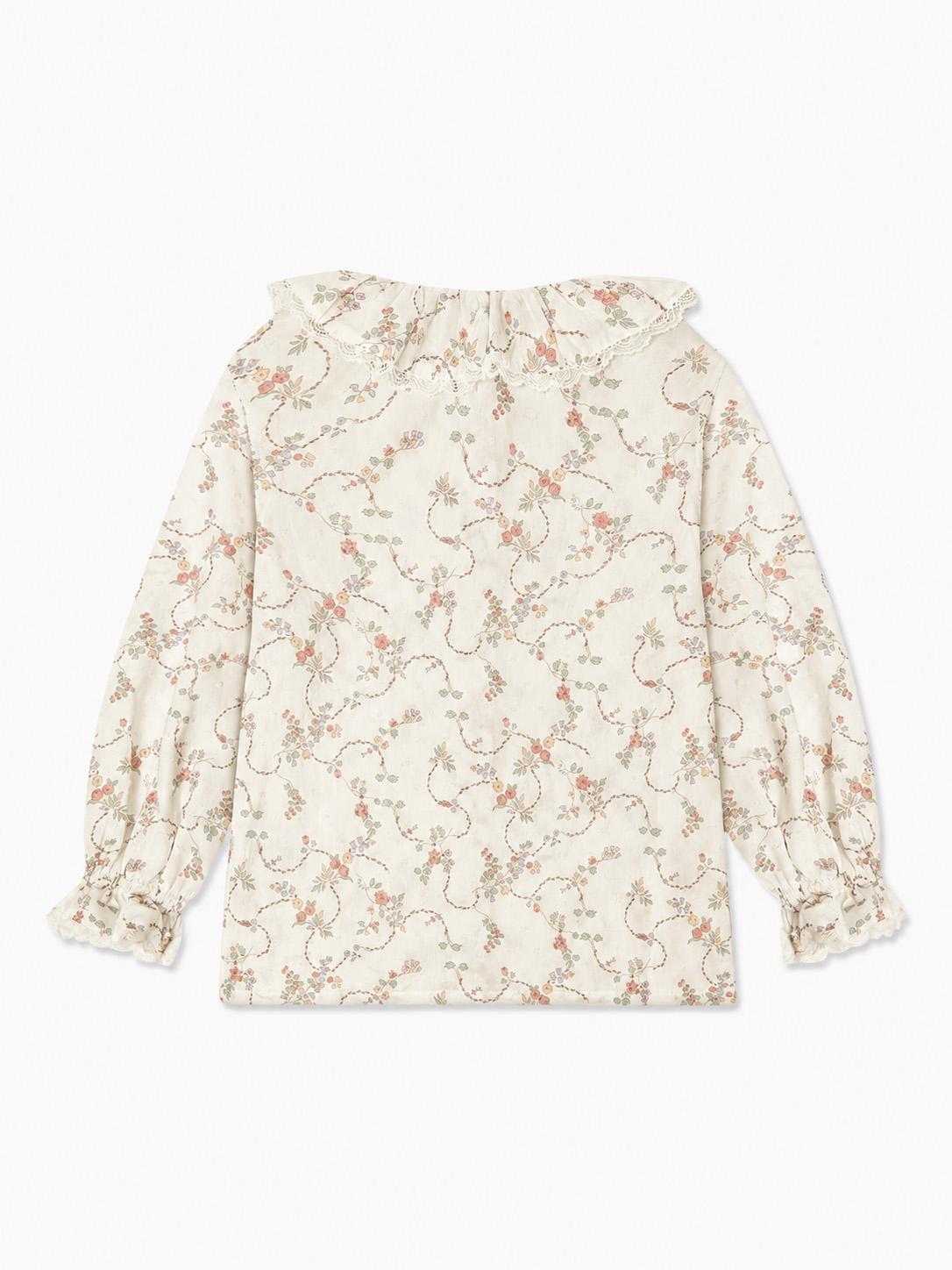 Ivory Floral Lila Long Sleeve Girl Shirt