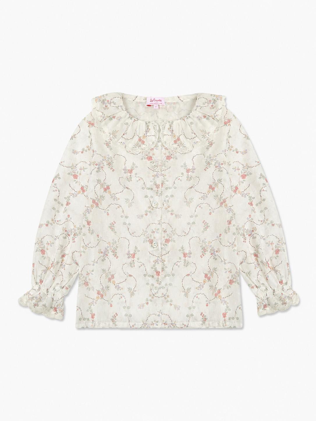 Ivory Floral Lila Long Sleeve Girl Shirt