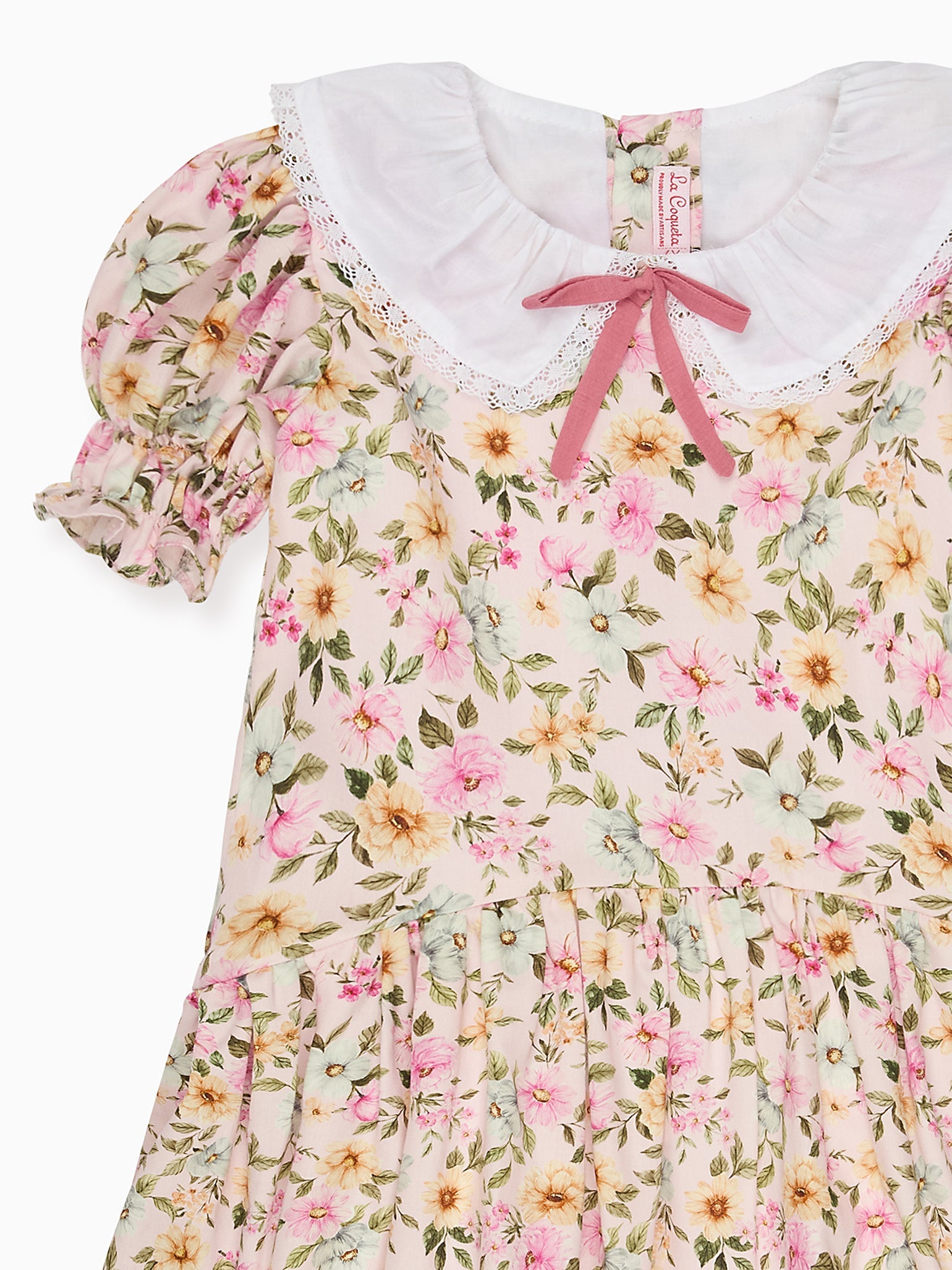 Light Pink Floral Izara Girl Drop Waist Dress
