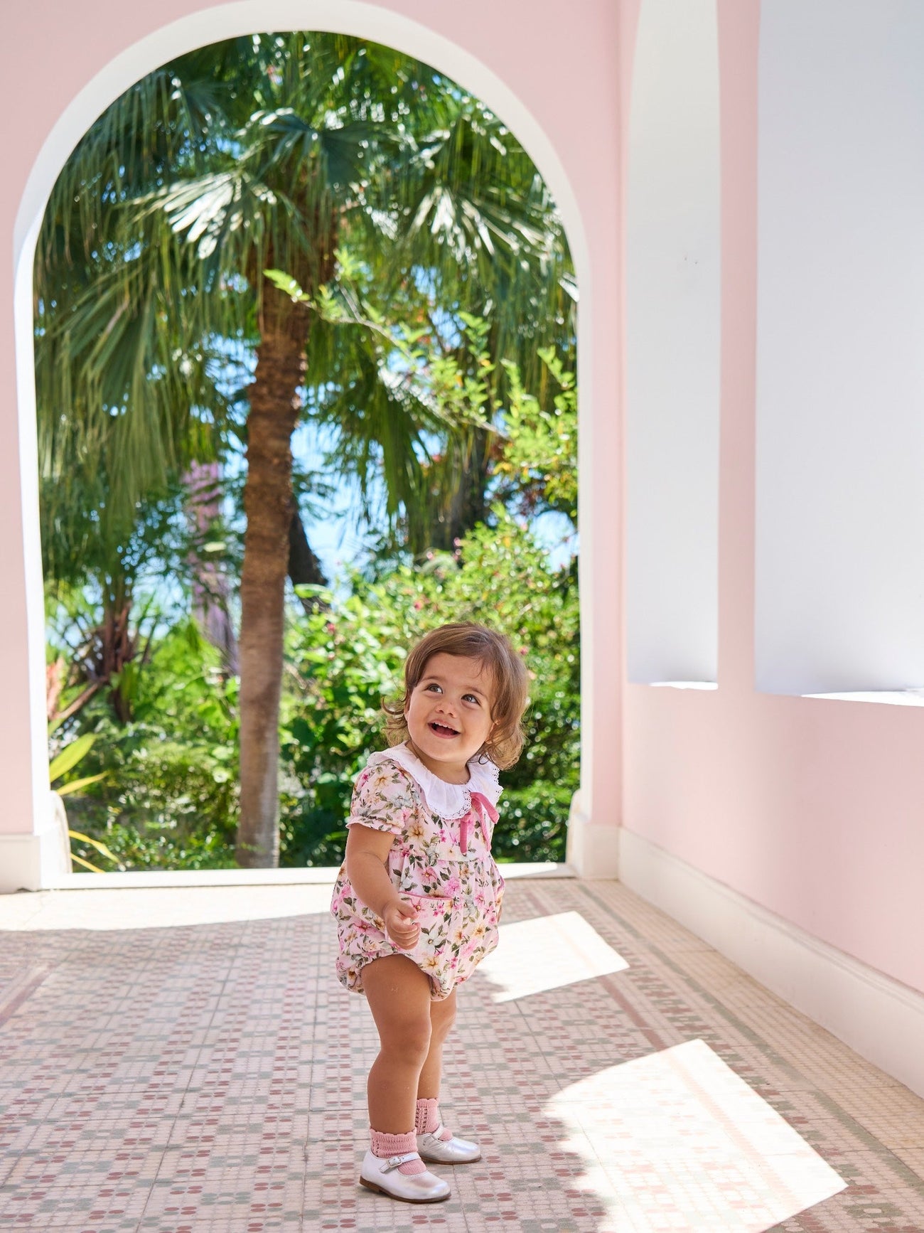 Light Pink Floral Izara Baby Girl Romper