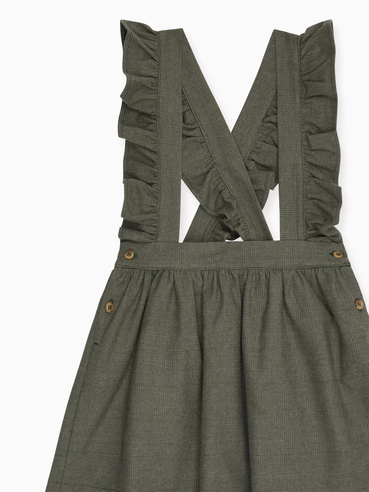 Olive Check Jada Girl Pinafore Skirt
