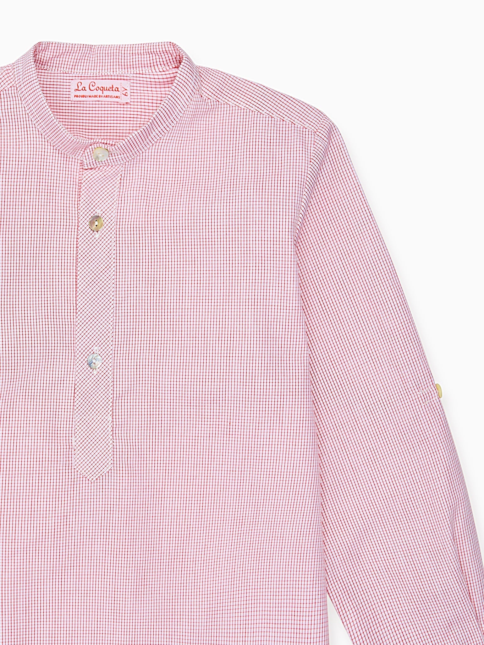 Red Check Jazmin Cotton Long Sleeve Boy Shirt