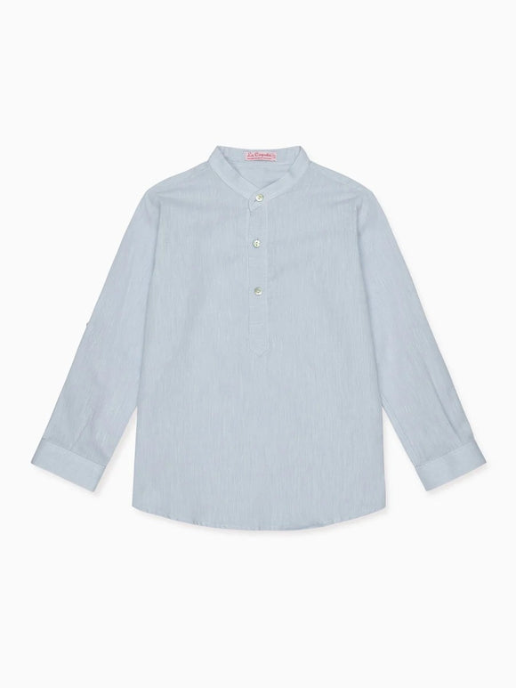 Dusty Blue Jazmin Linen Mix Long Sleeve Boy Shirt