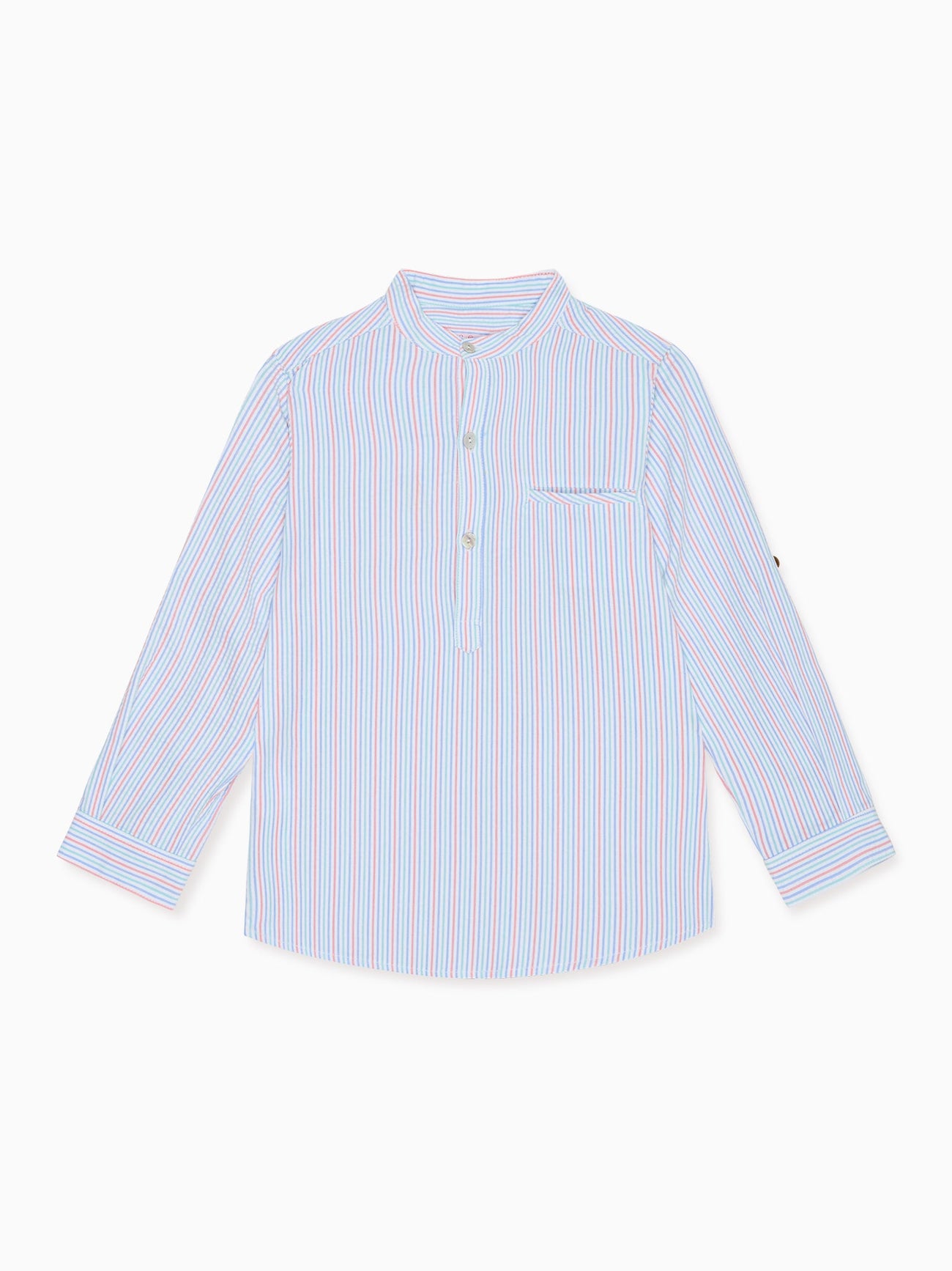 Coral Stripe Mateo Long Sleeve Boy Shirt