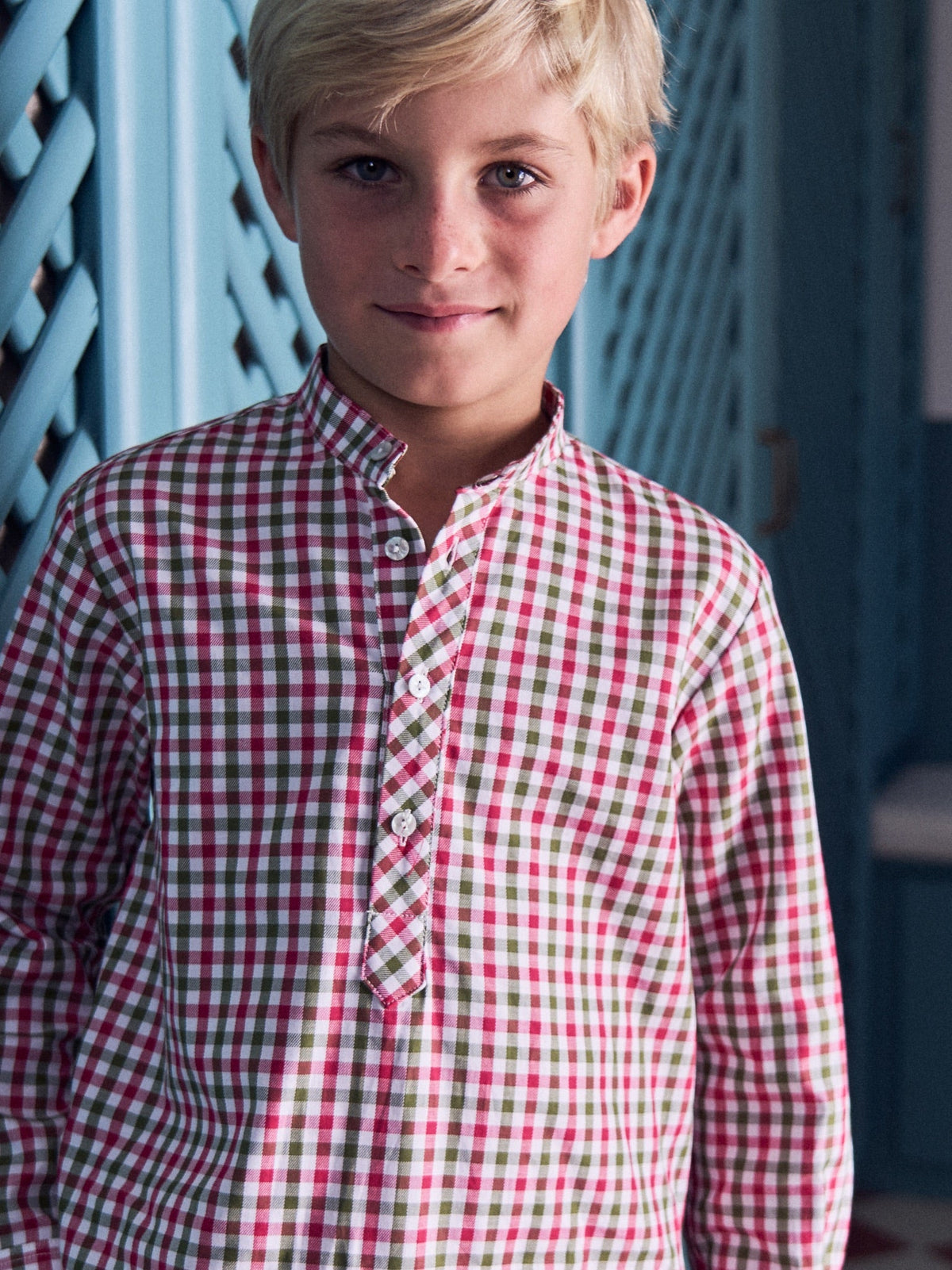 Green Check Jazmin Long Sleeve Boy Shirt