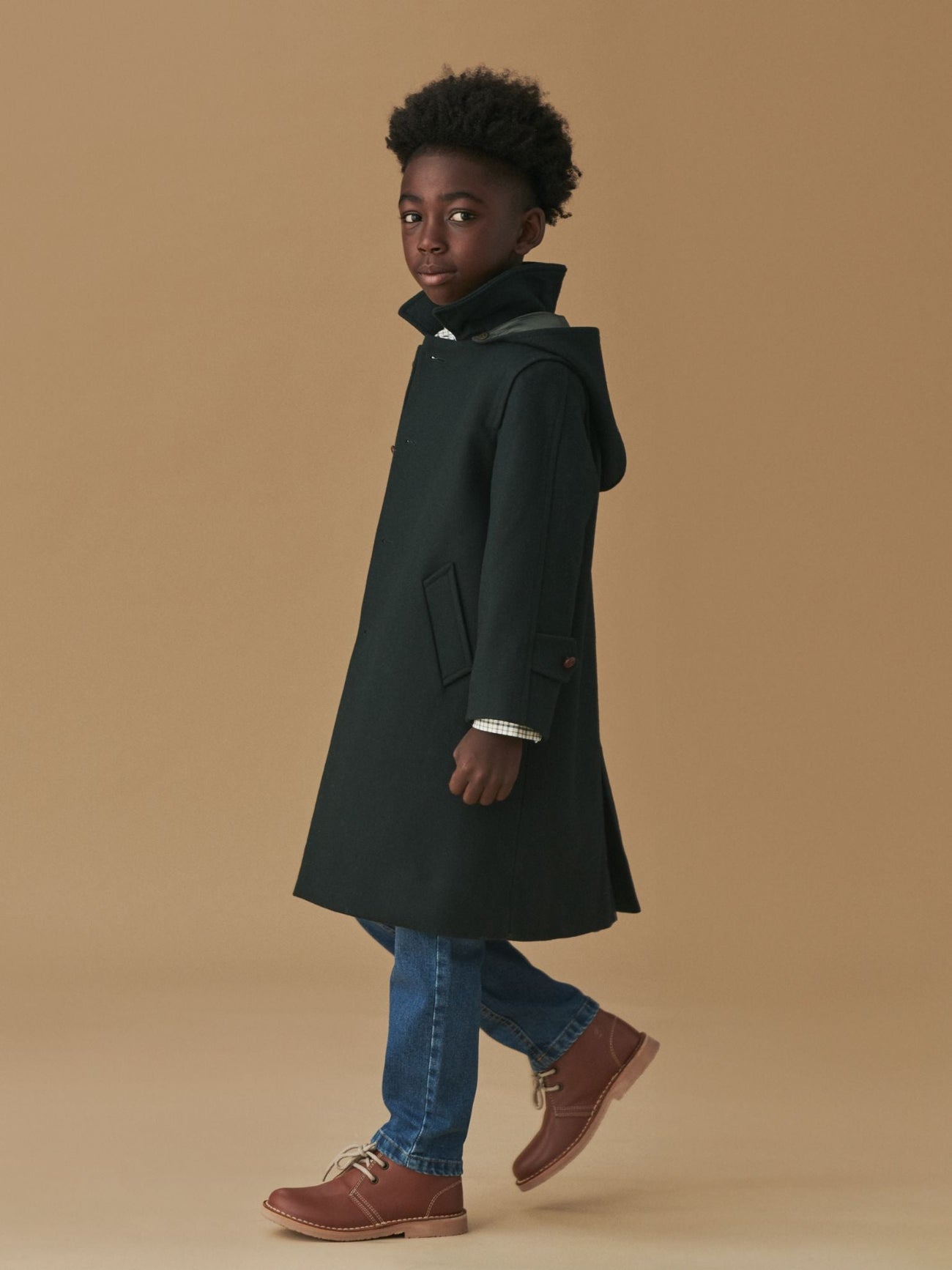 Forest Green Loden Wool Kids Coat