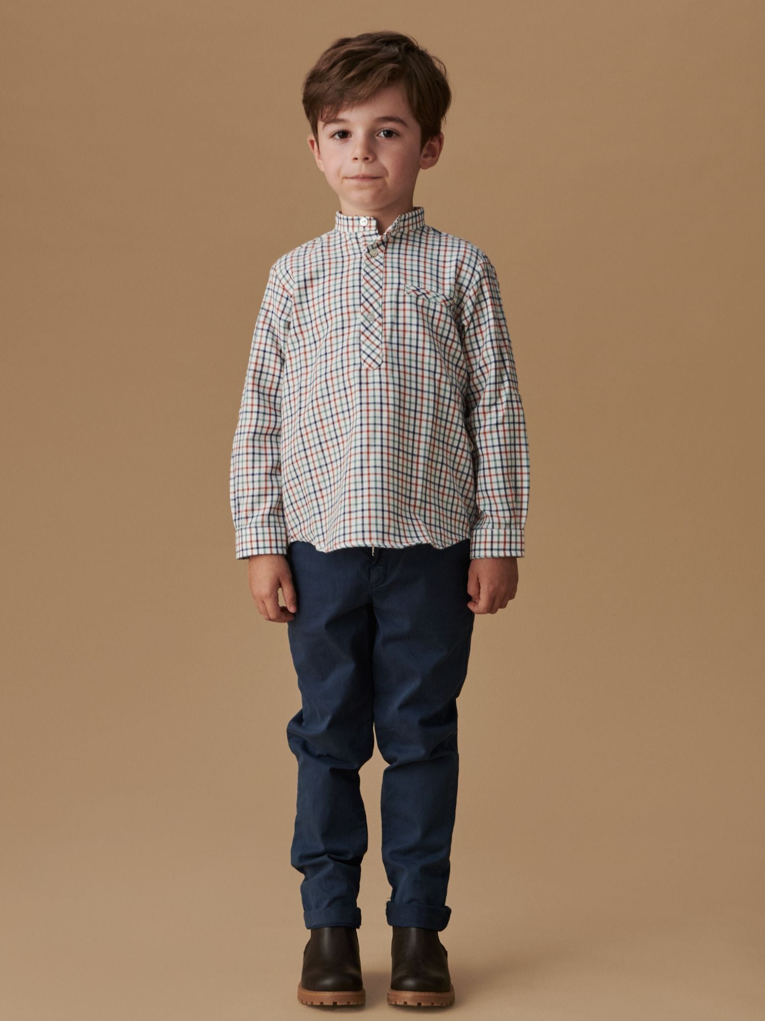 Ivory Check Mateo Long Sleeve Boy Shirt