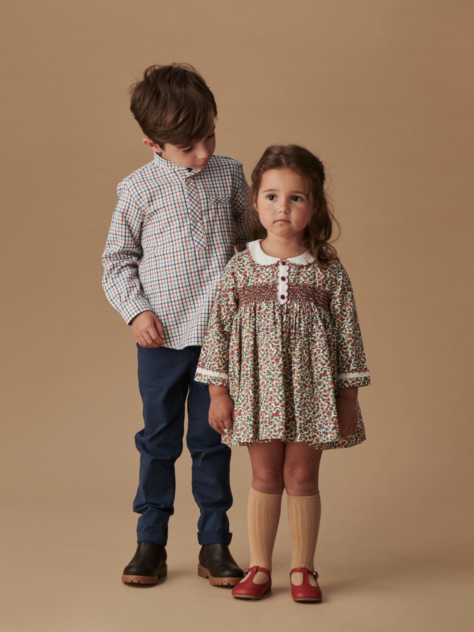 Ivory Check Mateo Long Sleeve Boy Shirt