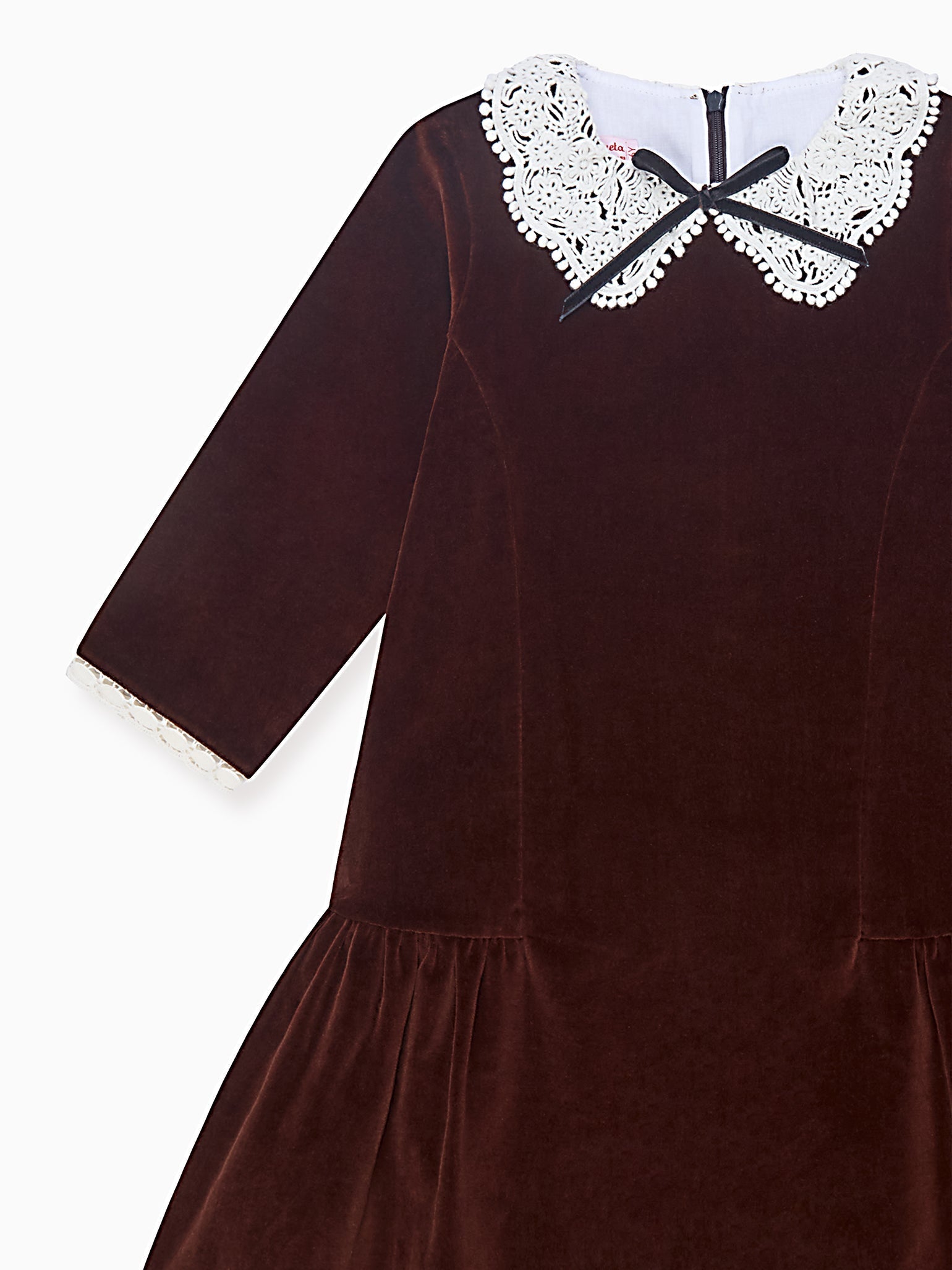 Chocolate Josefana Velvet Girl Drop Waist Dress