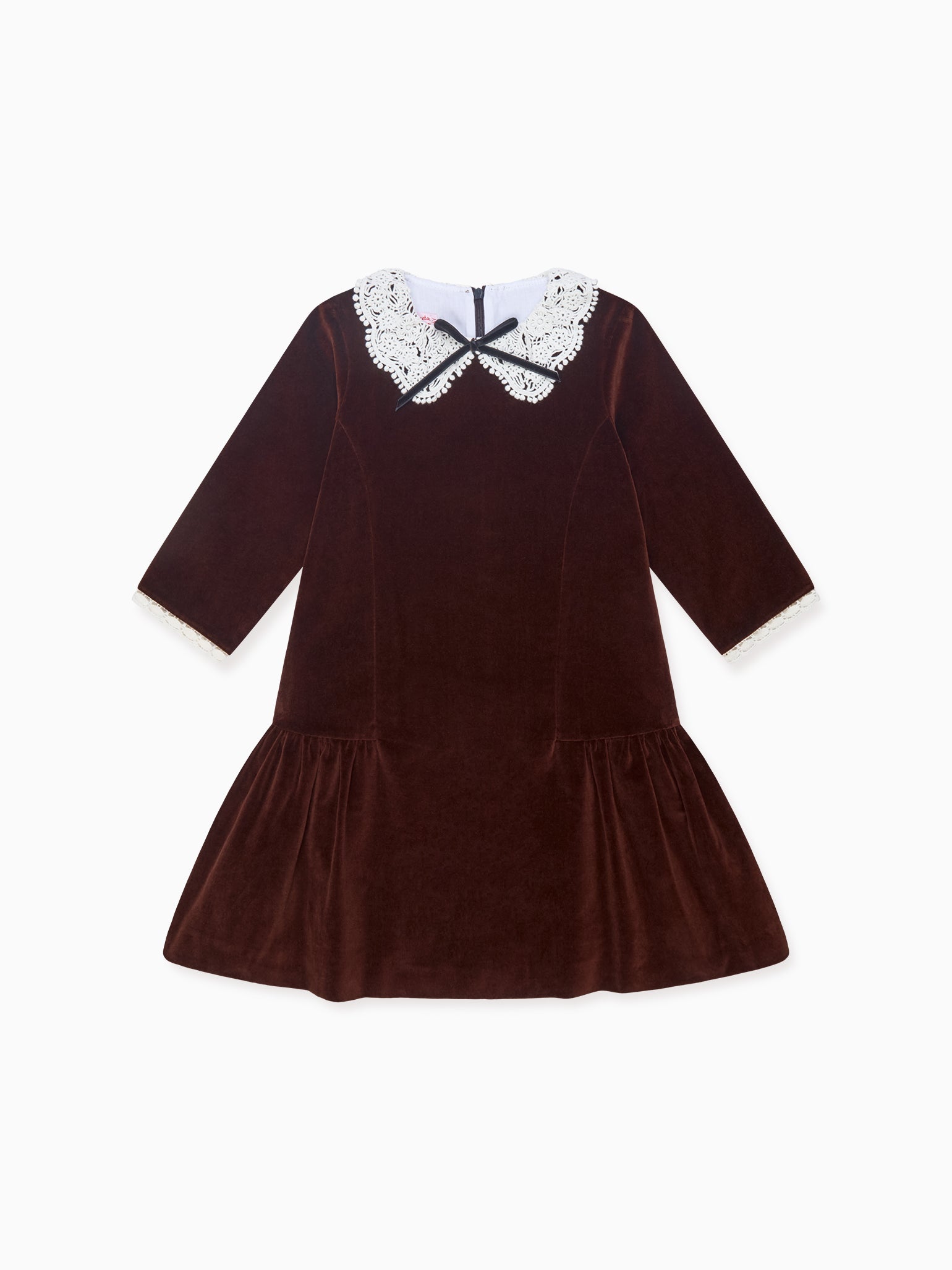 Chocolate Josefana Velvet Girl Drop Waist Dress