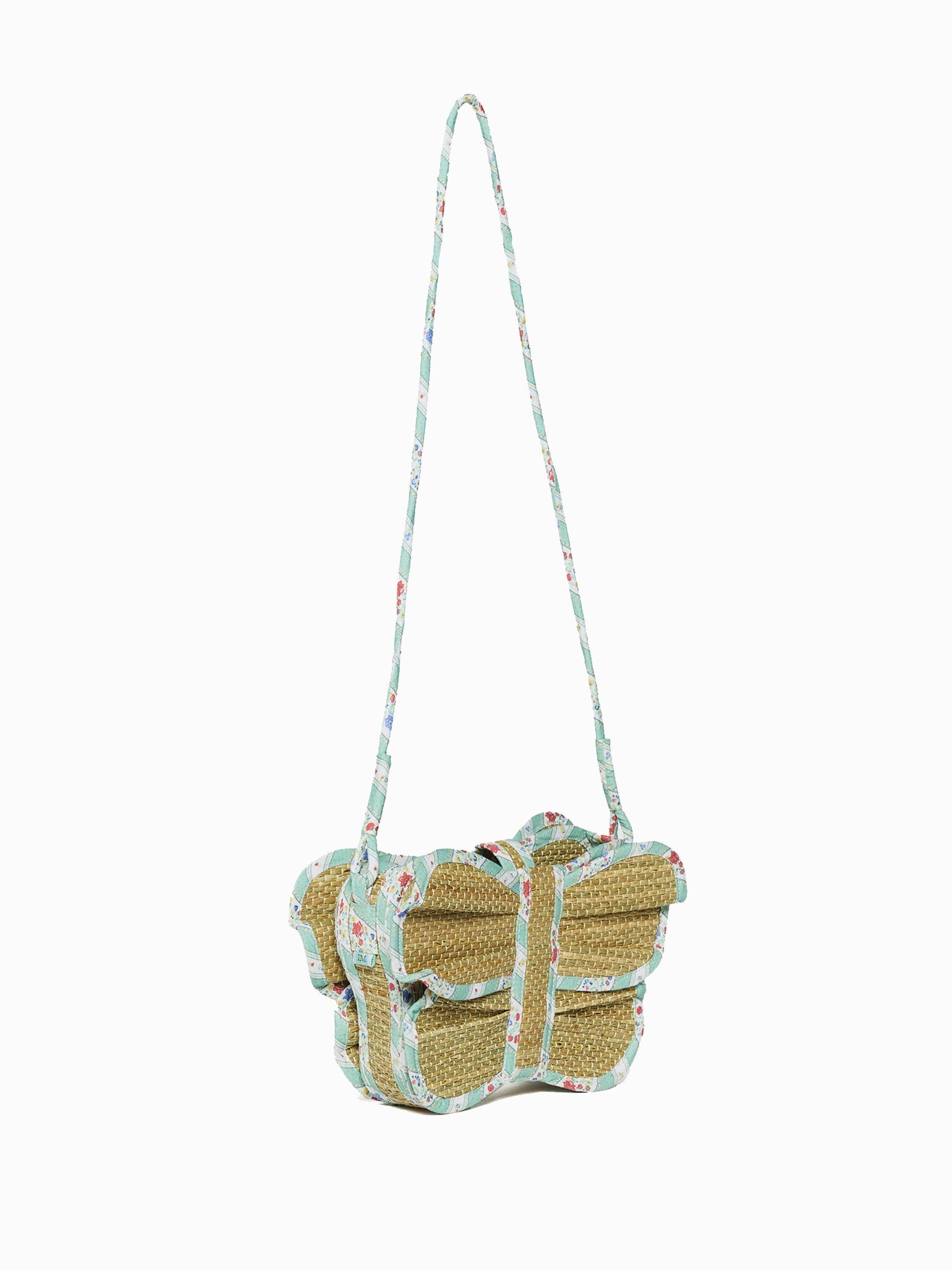 Lorna Murray x La Coqueta Sage Floral Stripe Flutterby Grass Bag
