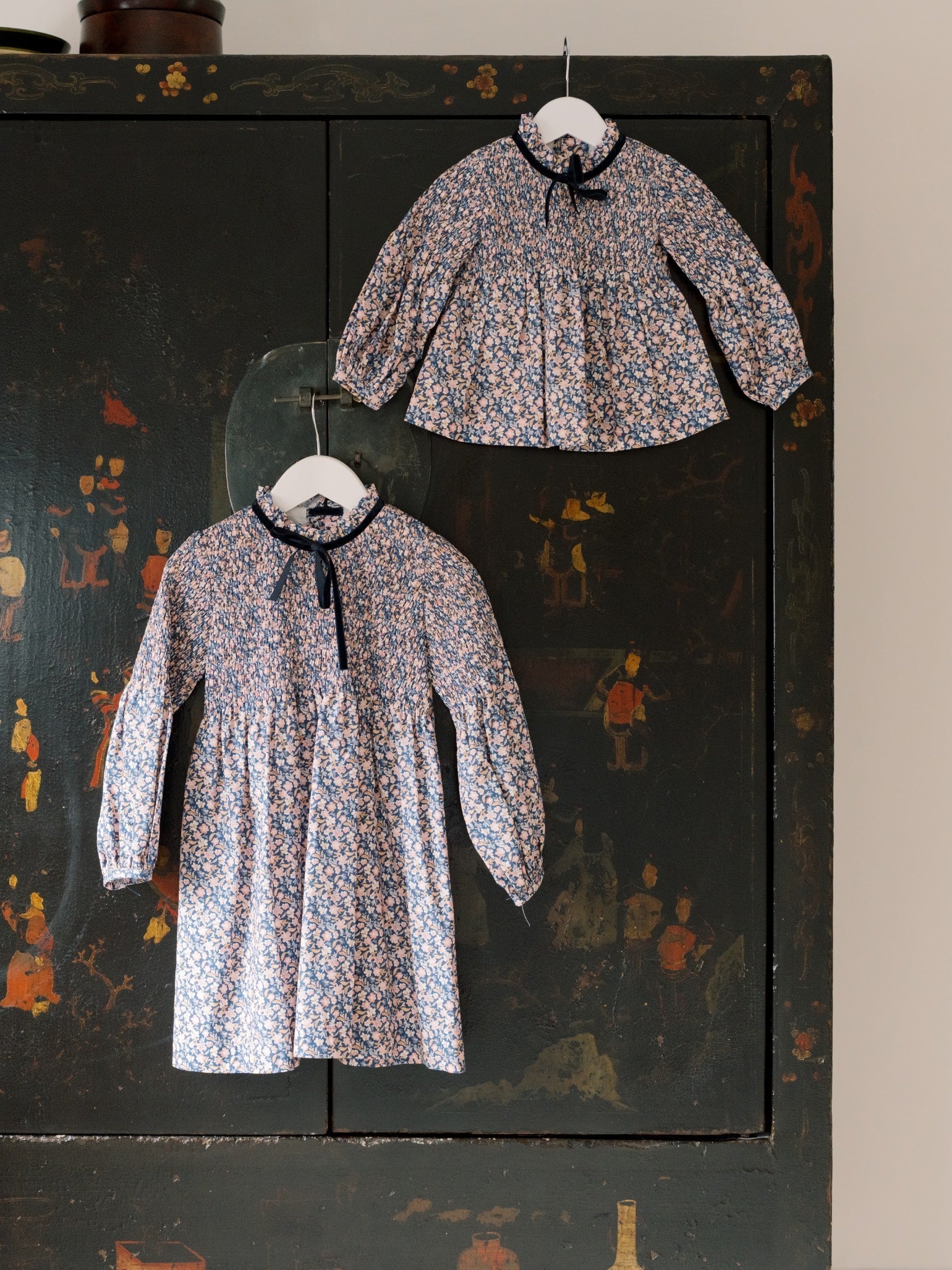 Blue Floral Raya Girl Smocked Dress