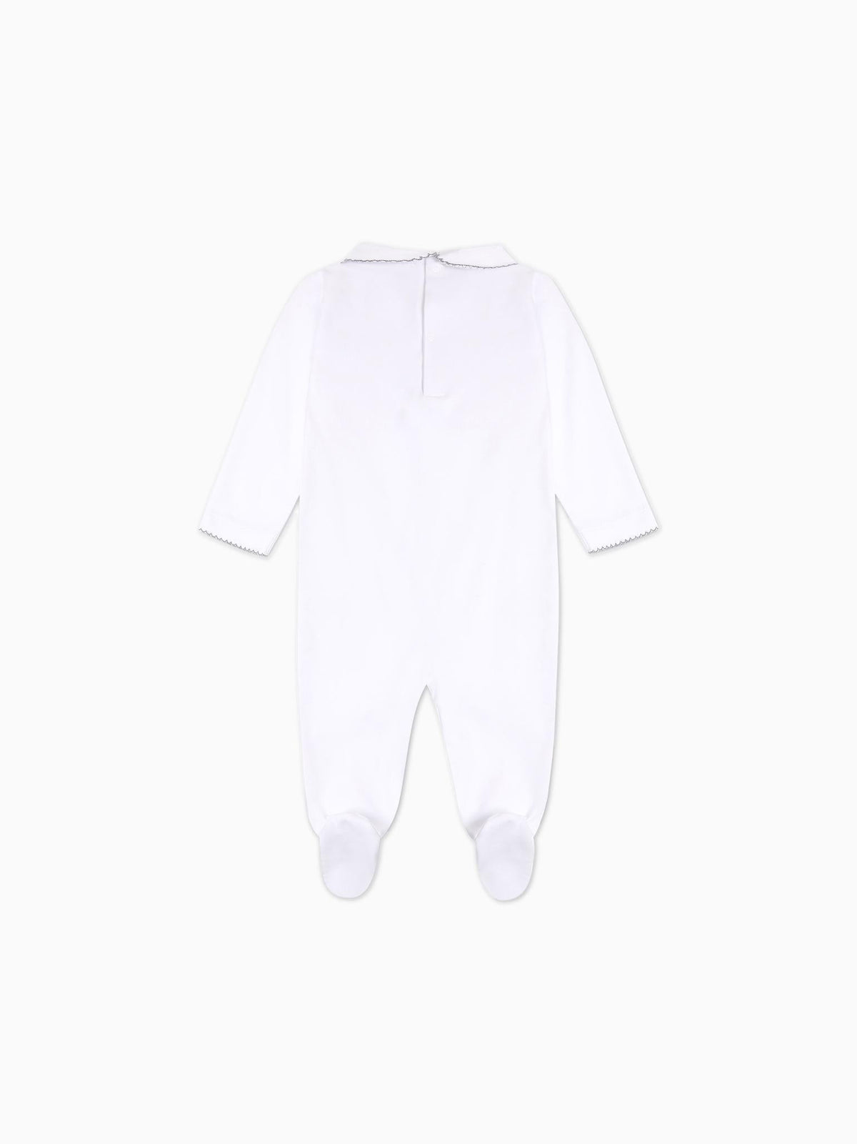 White Lamb Baby Girl Hand-Smocked Sleepsuit