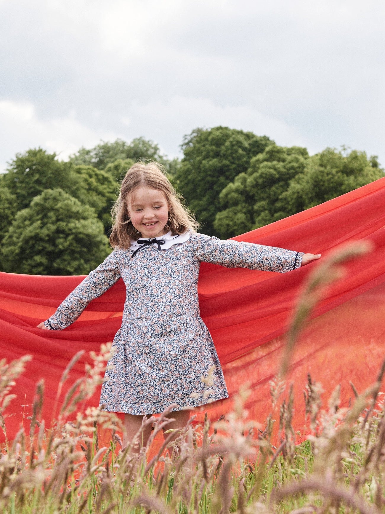 Navy Floral Laura Liberty Girl Dress