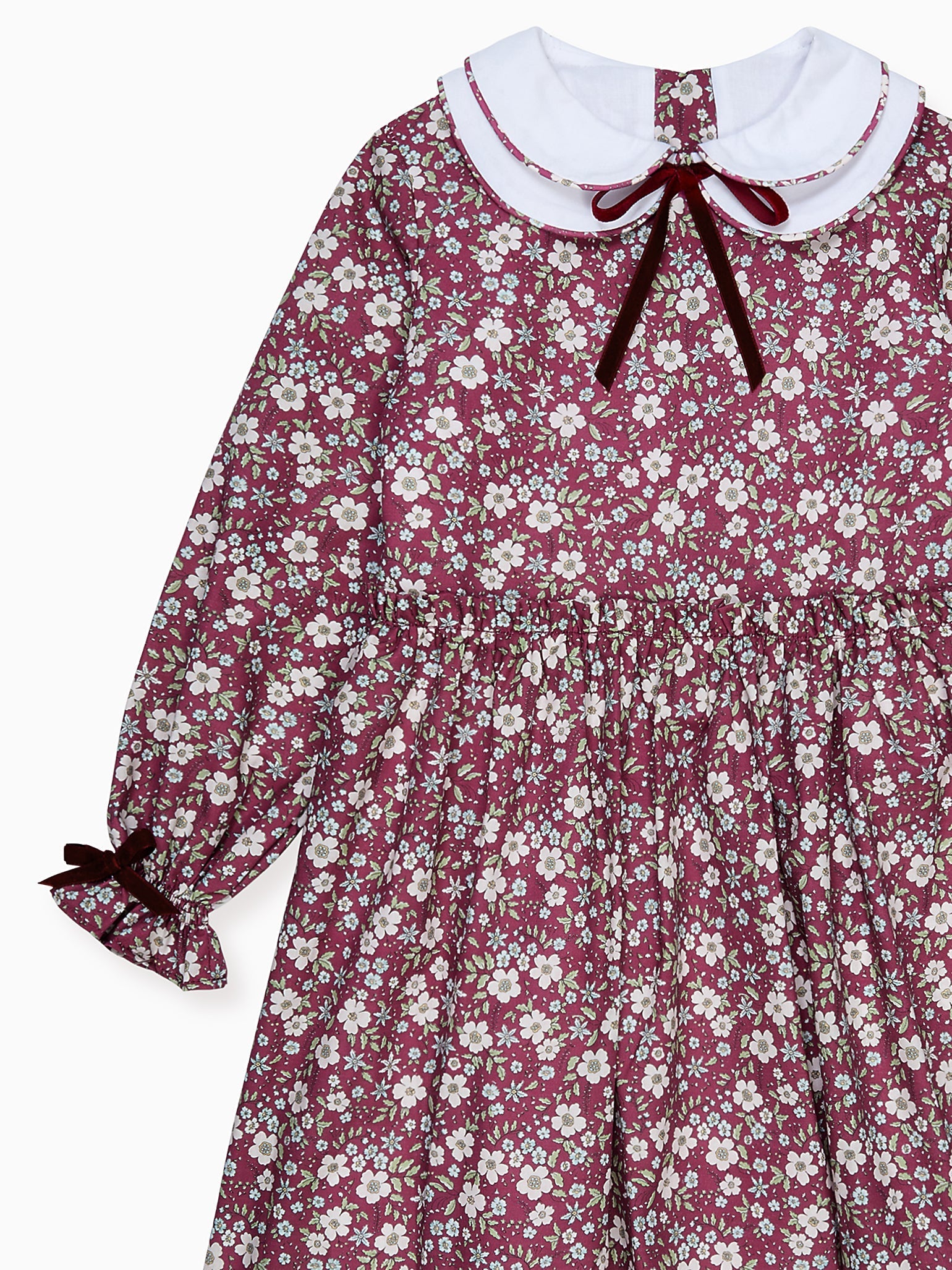 Burgundy Floral Leana Girl Dress