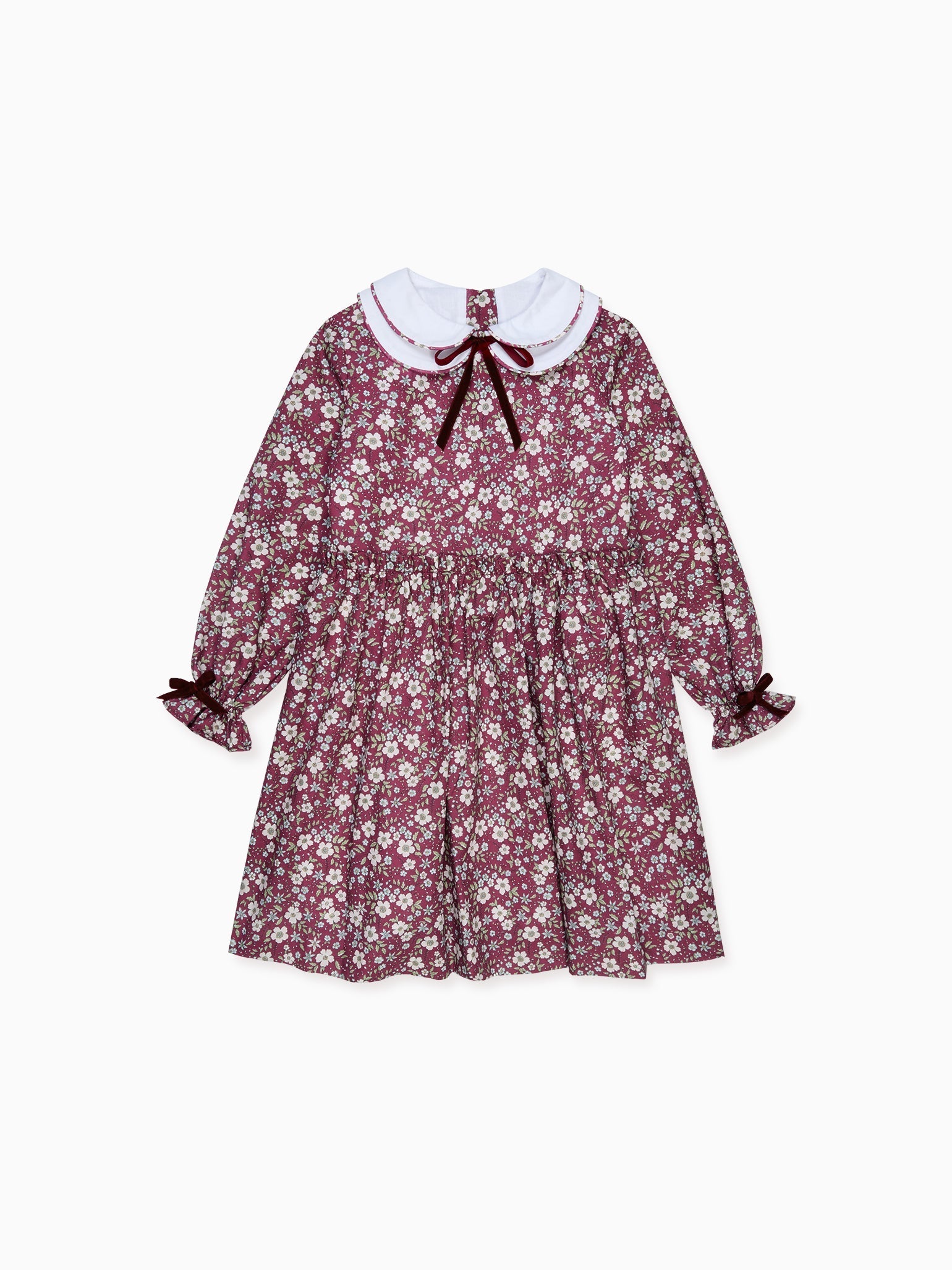 Burgundy Floral Leana Girl Dress