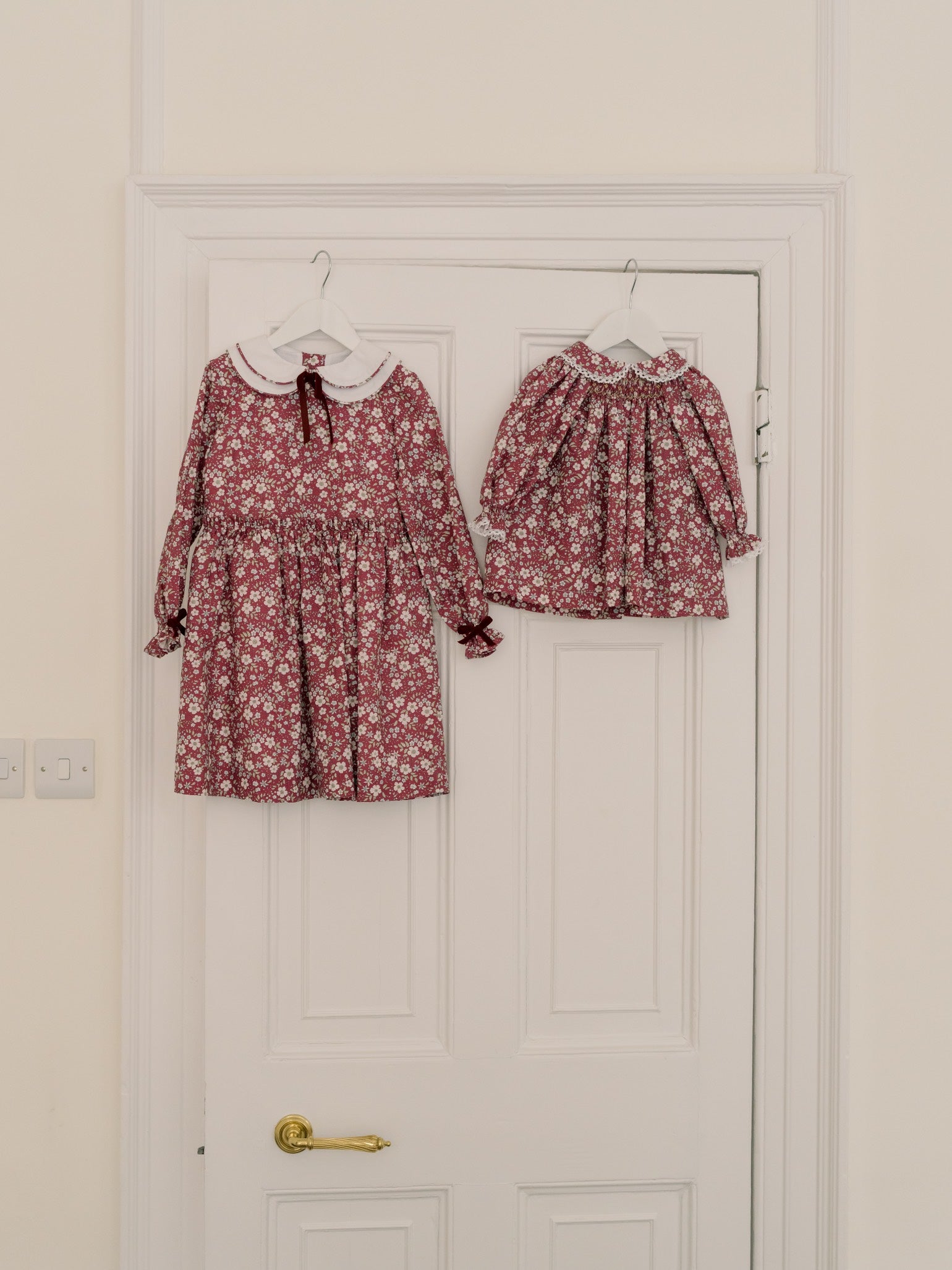 Burgundy Floral Palma Baby Girl Hand-Smocked Set