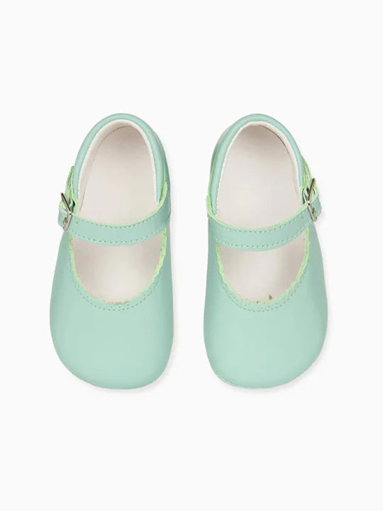 Pale Green Leather Baby Mary Jane Shoes