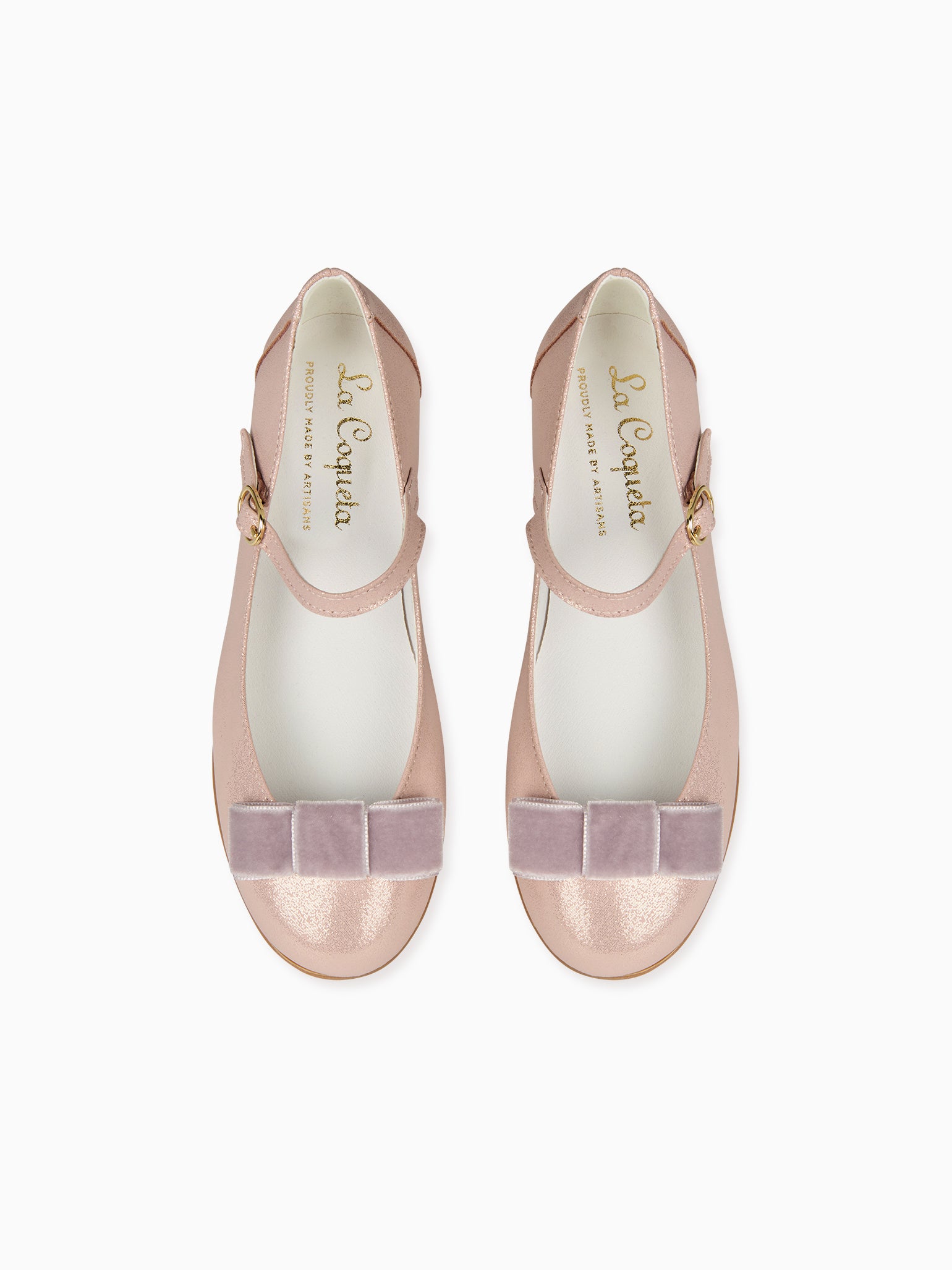 Dusty Pink Leather Girl Bow Mary Jane Shoes