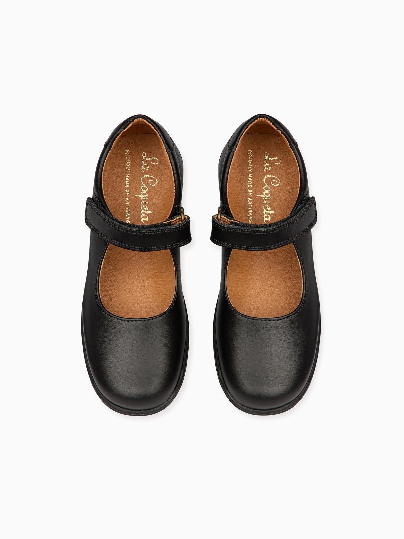 Black Leather Girl Classic School Shoes