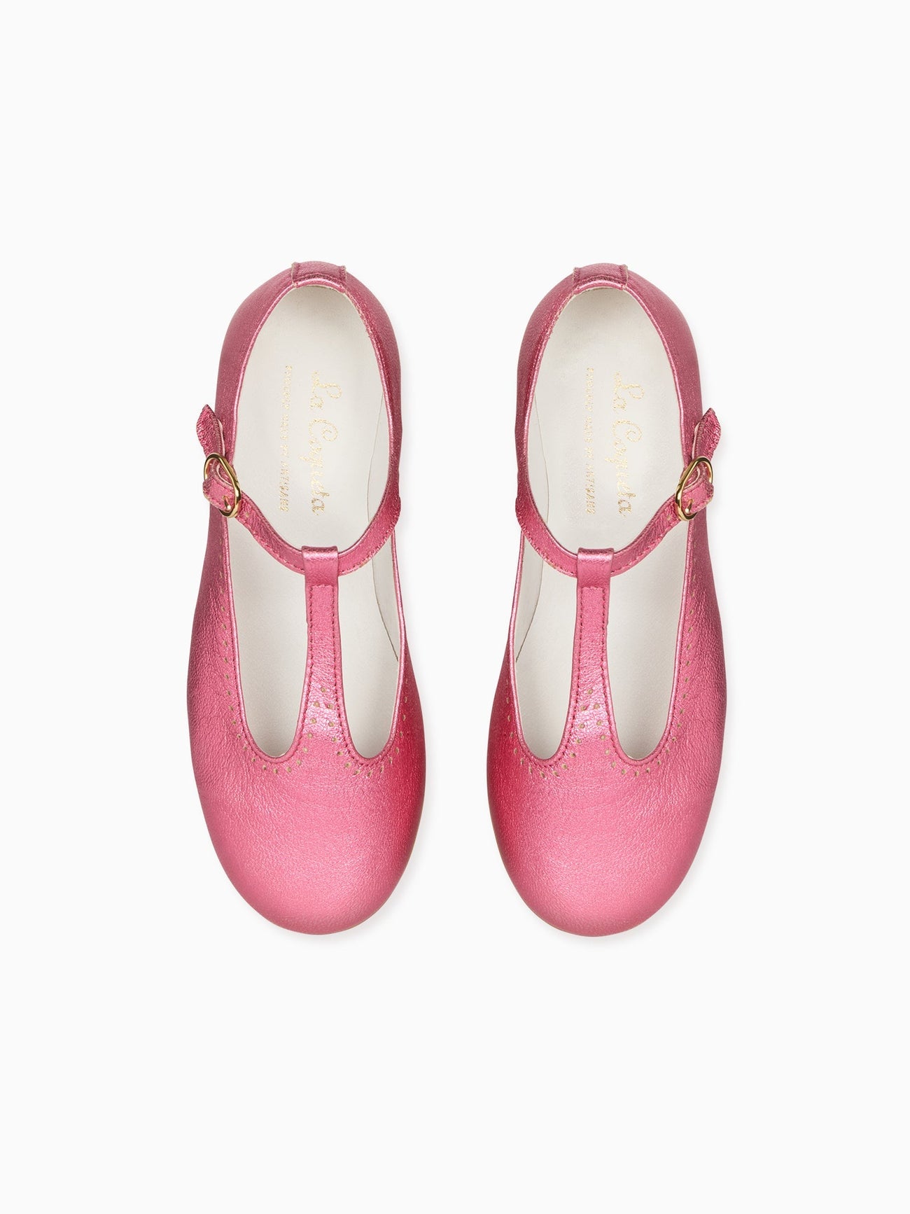 Metallic Pink Girl T-Bar Shoes