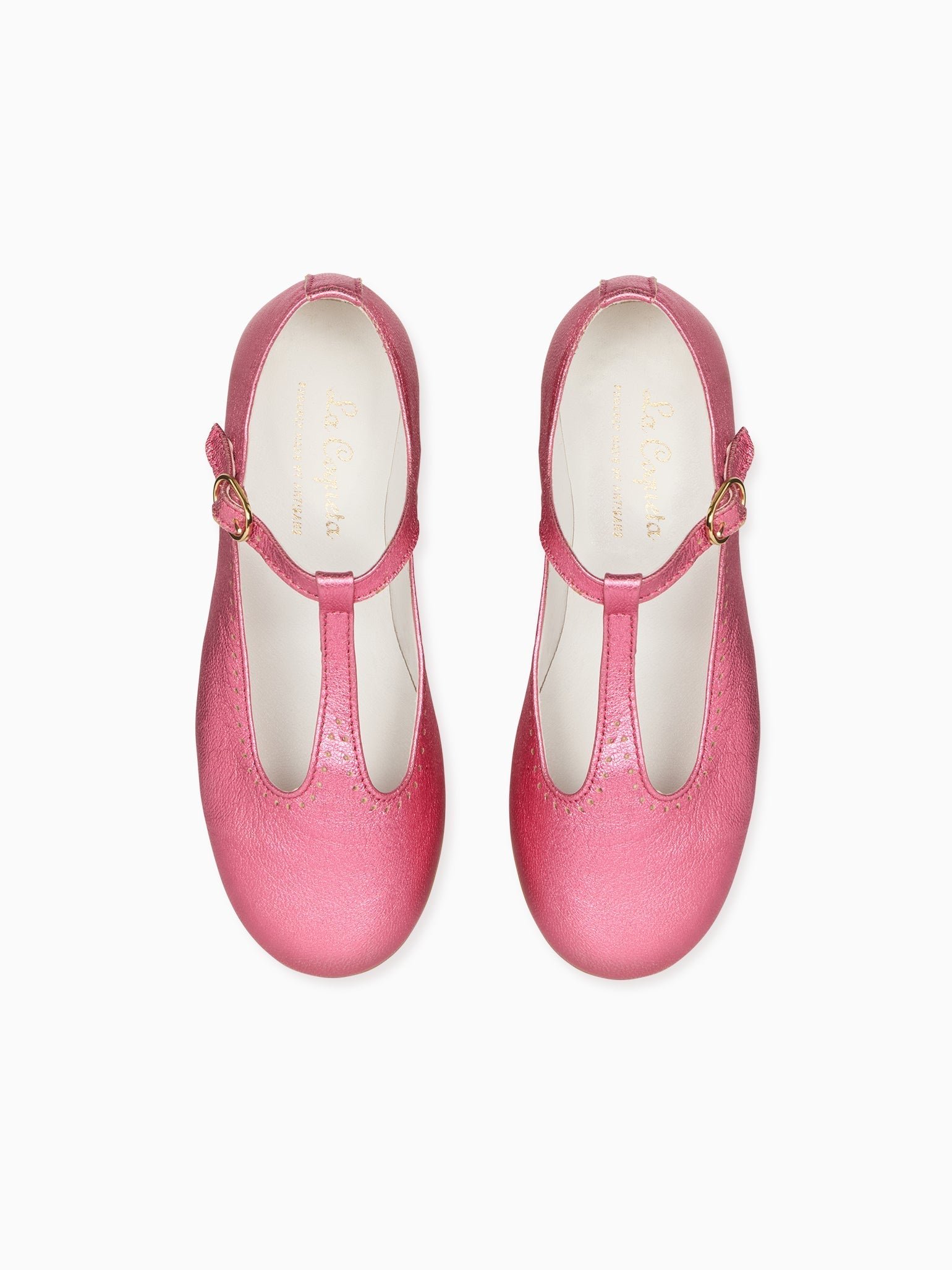 Metallic Pink Girl T-Bar Shoes