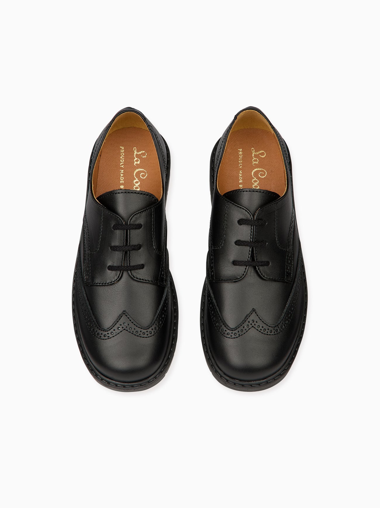 Black Leather Lace Up Kids School Shoes