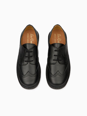 Black Leather Lace Up Kids School Shoes