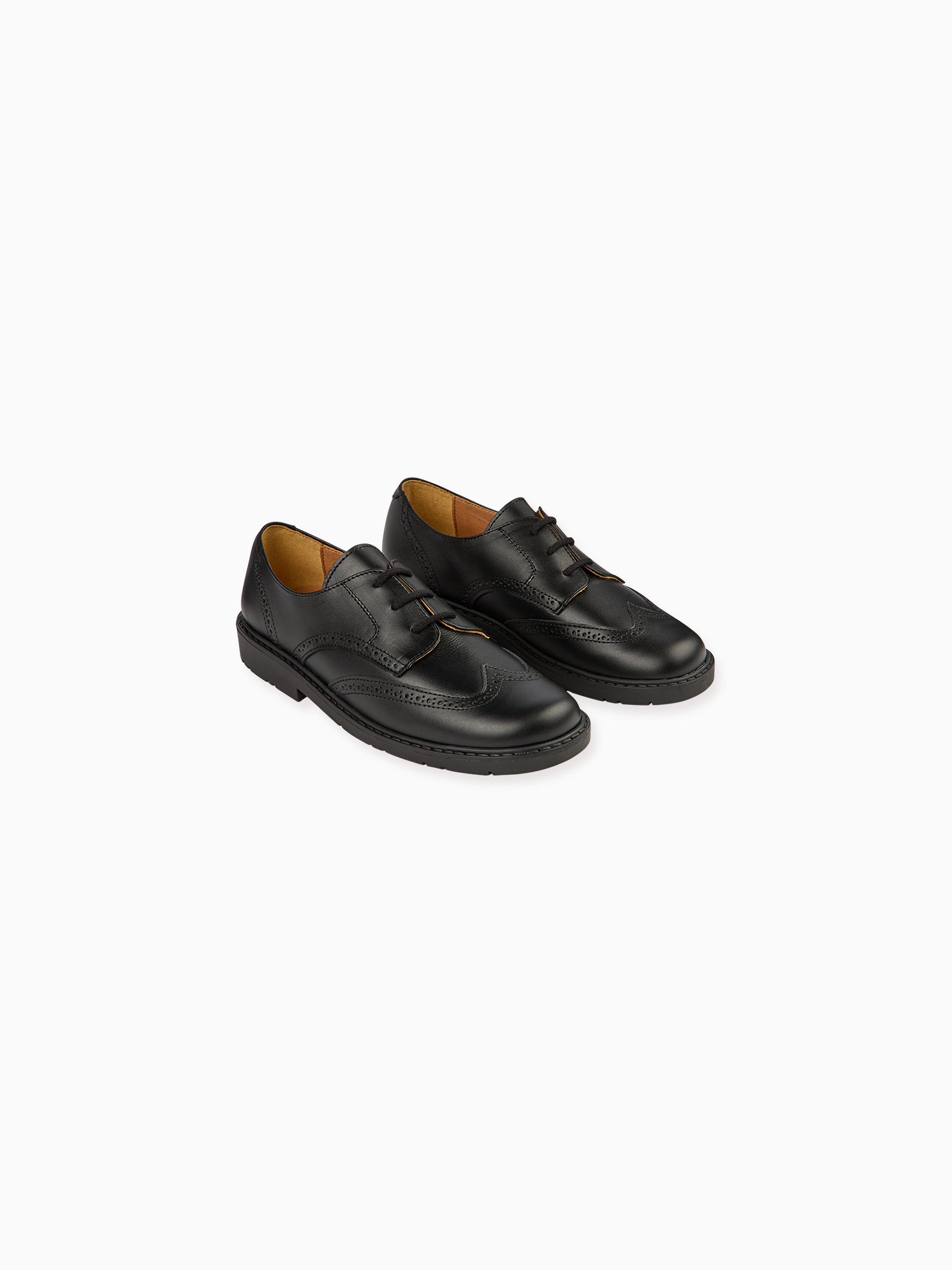 Black Leather Lace Up Kids School Shoes