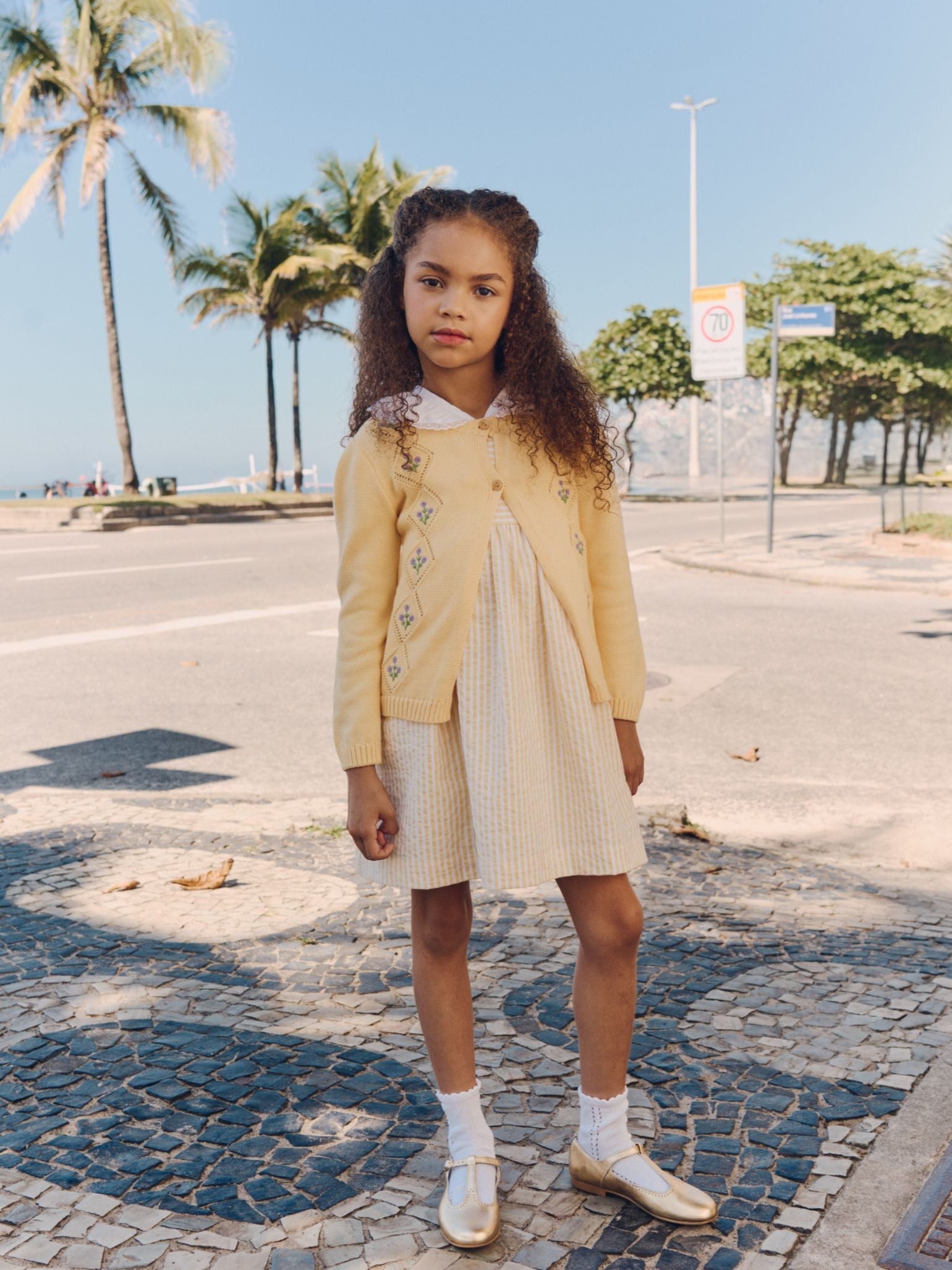 Lemon Stripe Liliana Girl Dress
