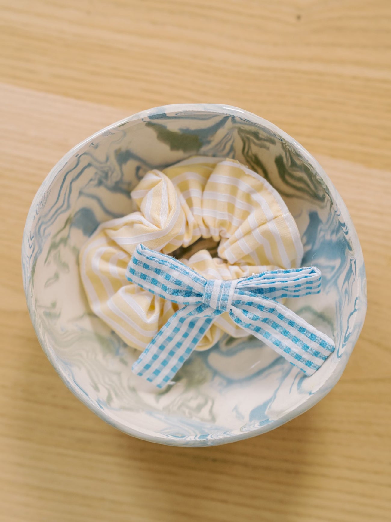 Blue Gingham Girl Soft Ribbon Bow Clip