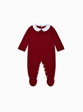 Burgundy Leon Merino Baby Knitted Playsuit
