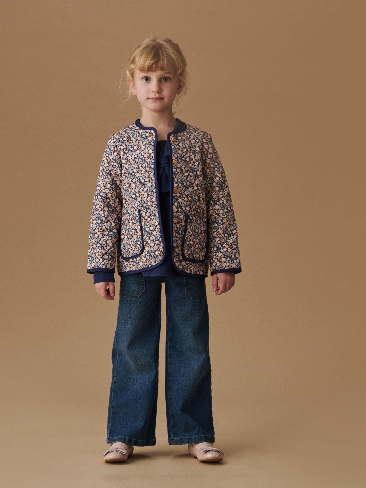 Navy Leya Long Sleeve Girl Top