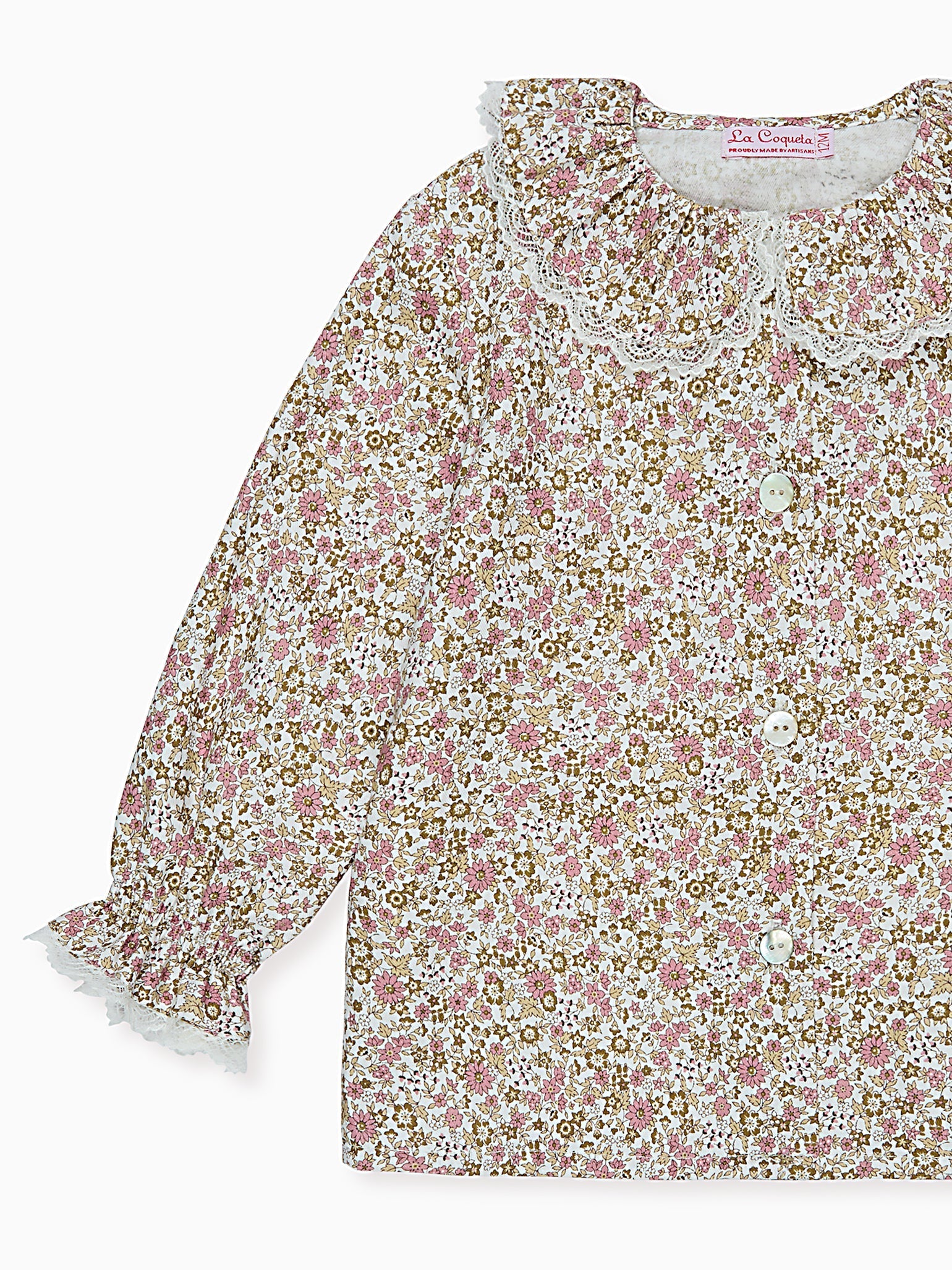 Pink Floral Lila Long Sleeve Baby Girl Shirt